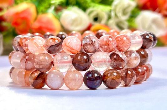 Red Fire Azeztulite Stone Bracelet l Stretchable Bracelet l Unisex Bracelet l 8 MM Bracelet