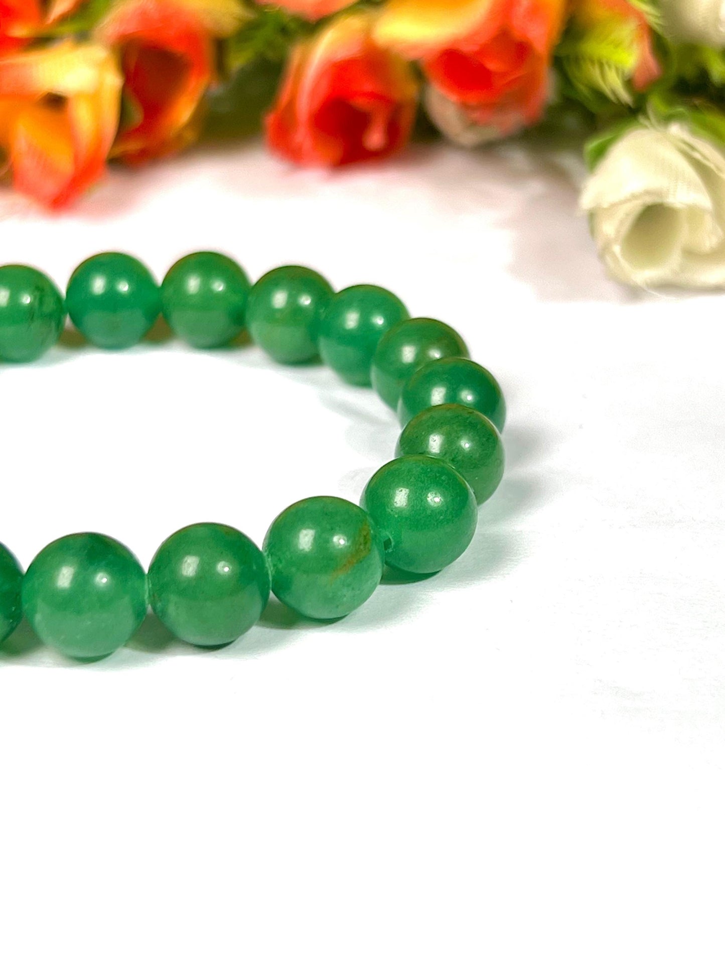 10 MM Green Jade Stone Bracelet l Stretchable Bracelet l Unisex Bracelet