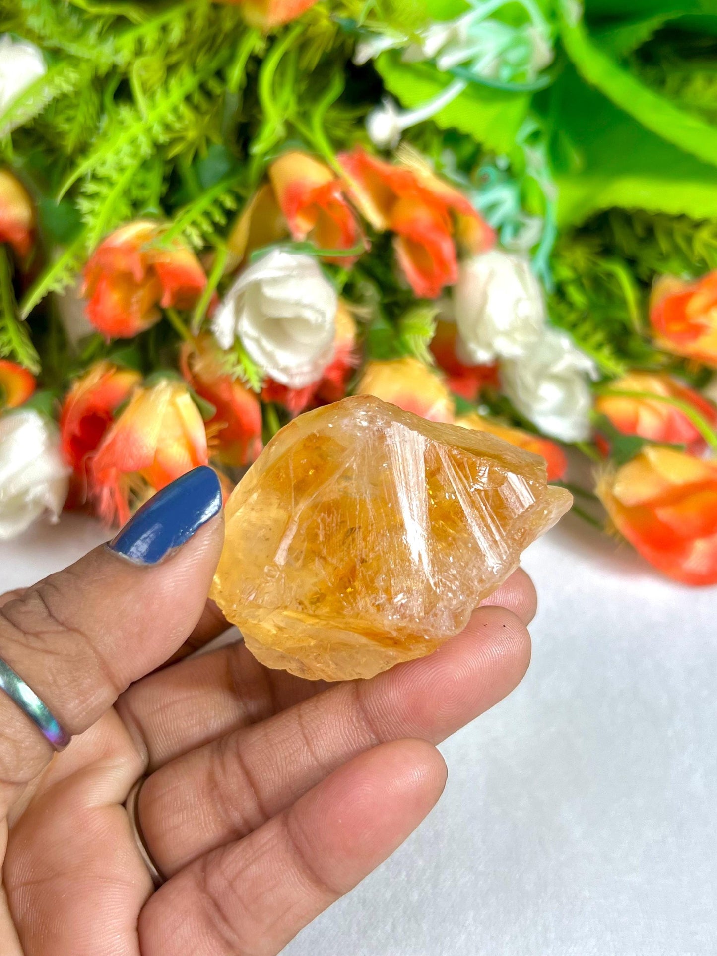Premium Citrine Stone Natural Rough Stone with Beautiful Rainbow 62 Gram