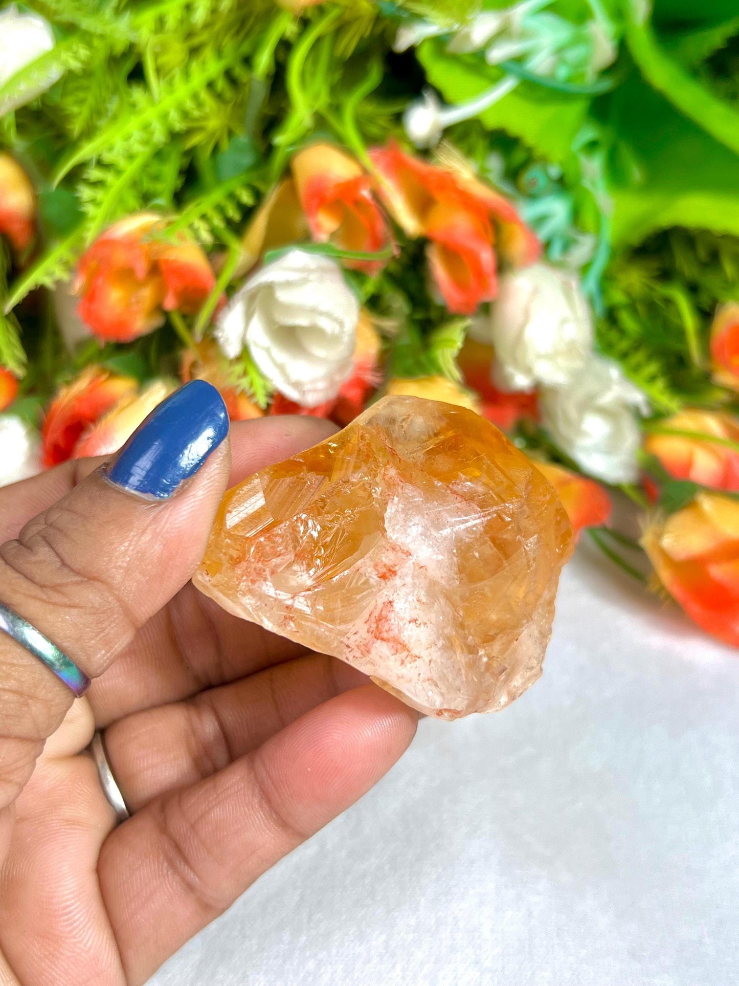 Premium Citrine Stone Natural Rough Stone with Beautiful Rainbow 62 Gram