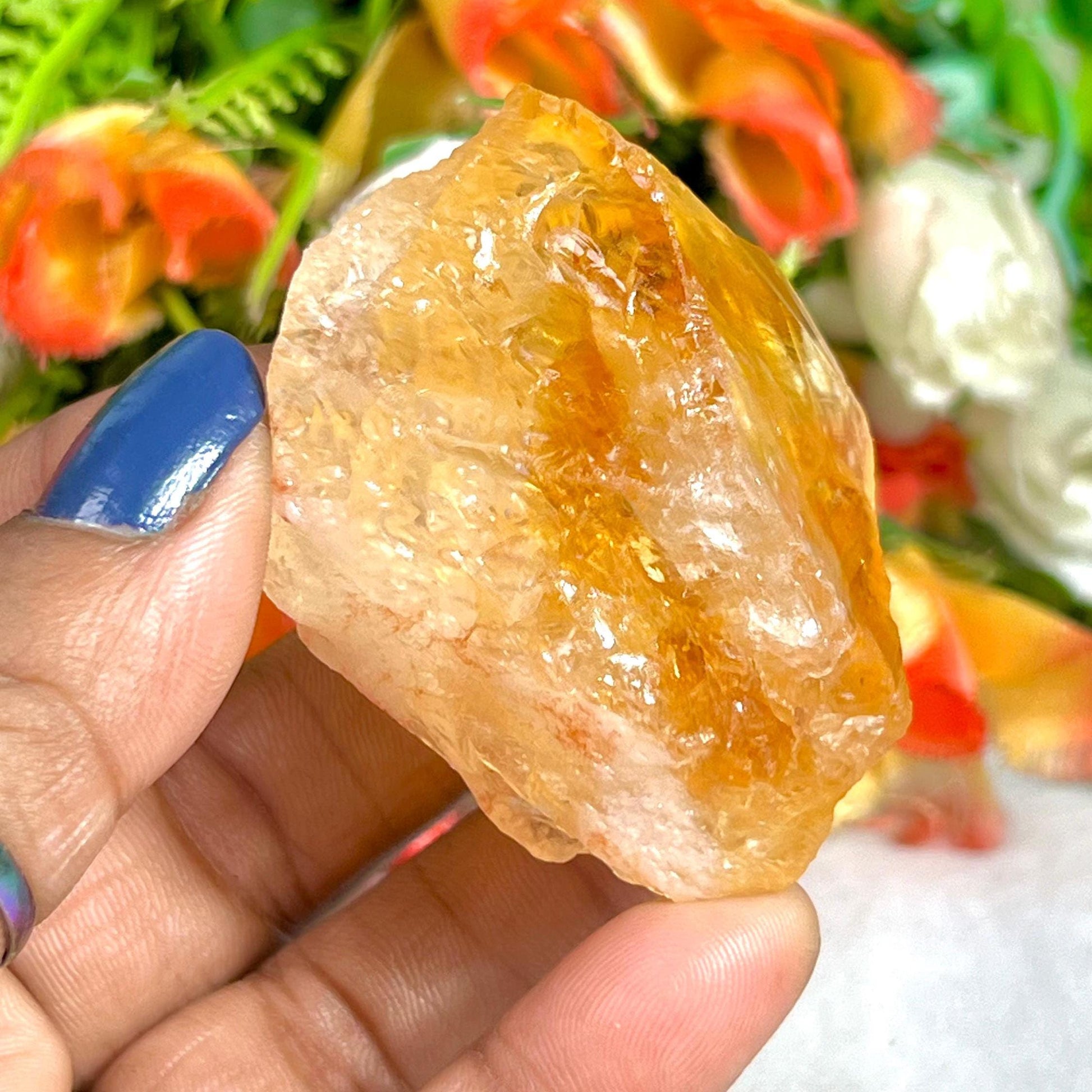 Premium Citrine Stone Natural Rough Stone with Beautiful Rainbow 62 Gram