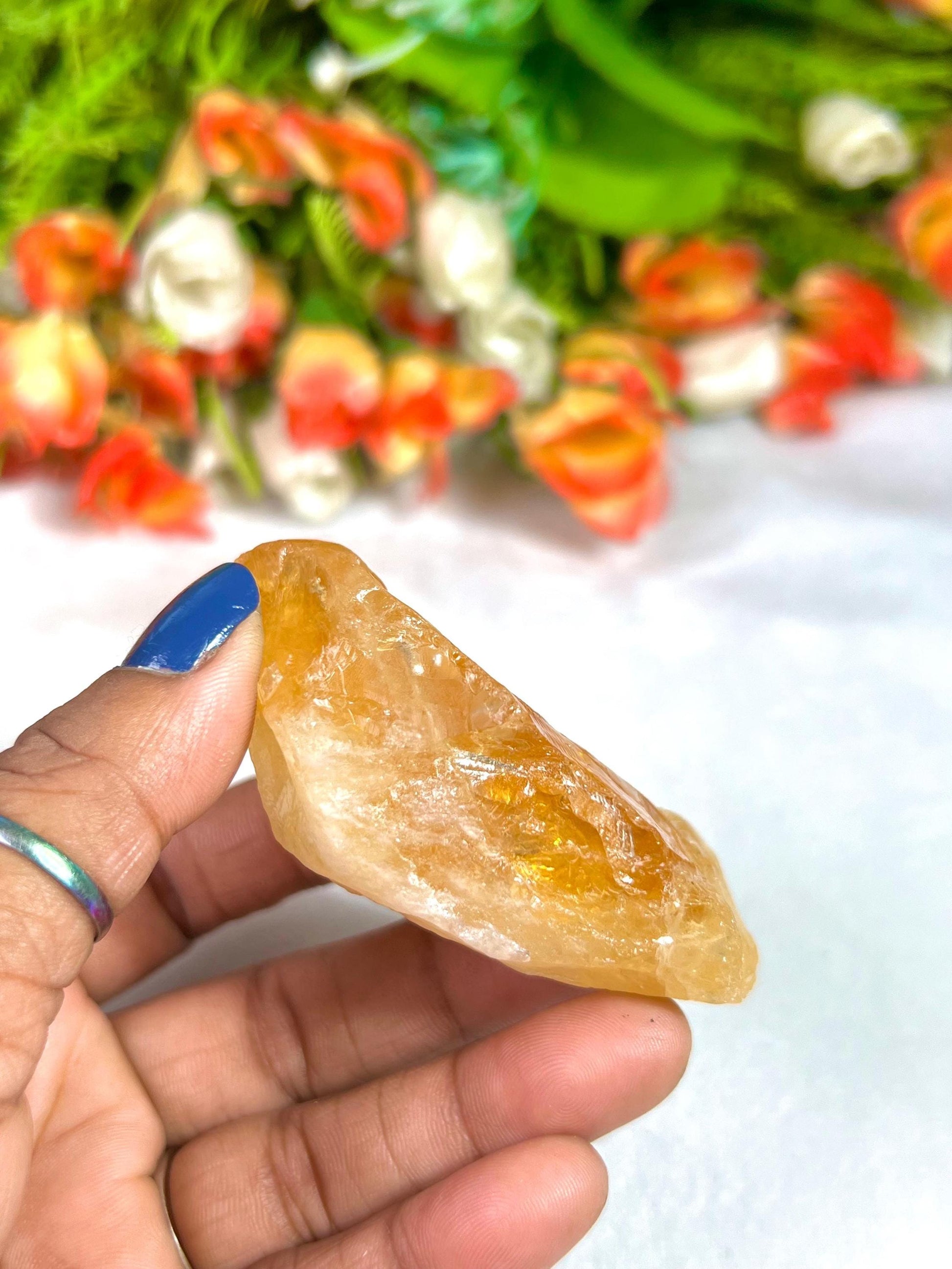 Premium Citrine Stone Natural Rough Stone with Beautiful Rainbow 94 Gram