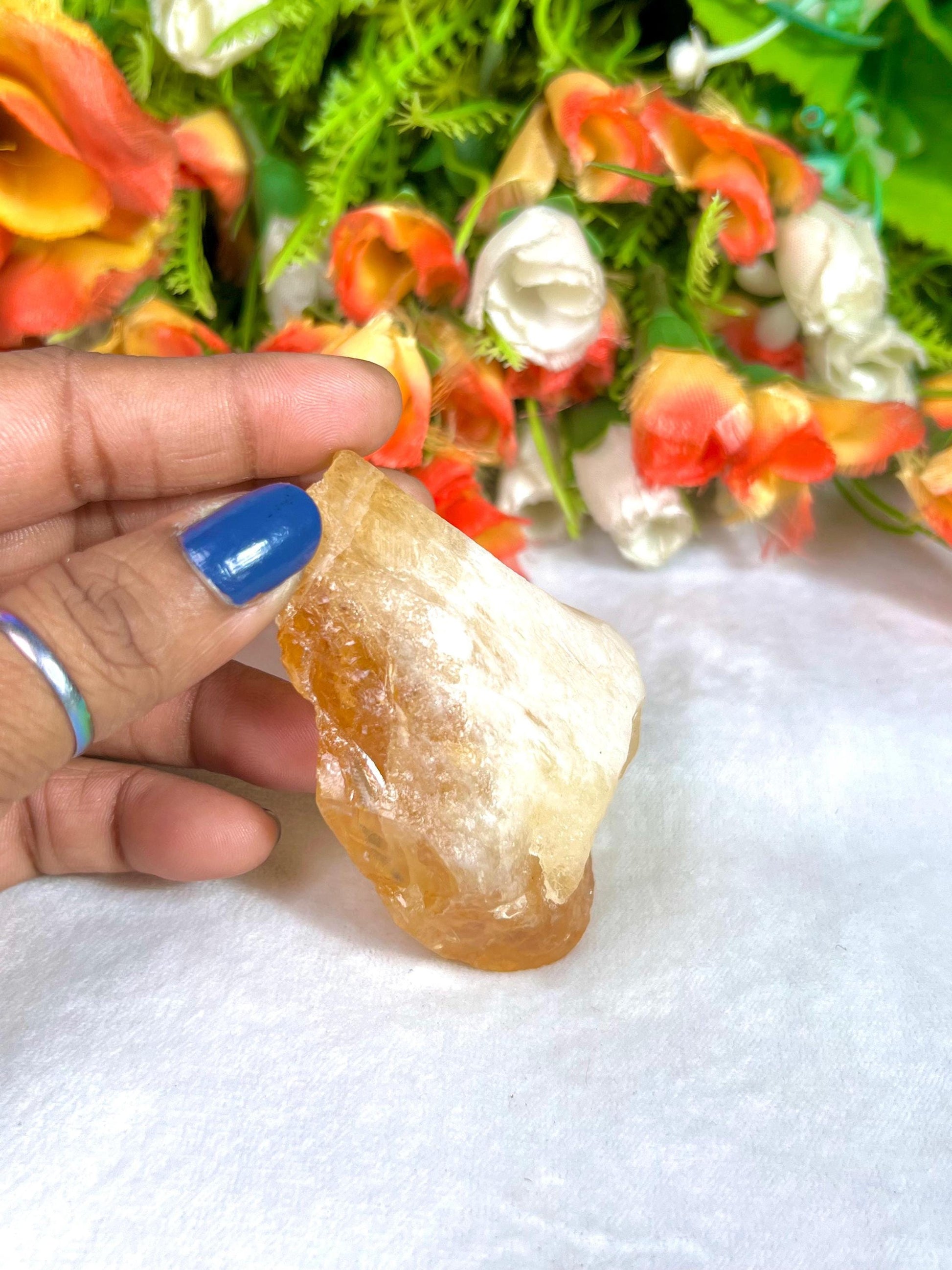 Premium Citrine Stone Natural Rough Stone with Beautiful Rainbow 94 Gram