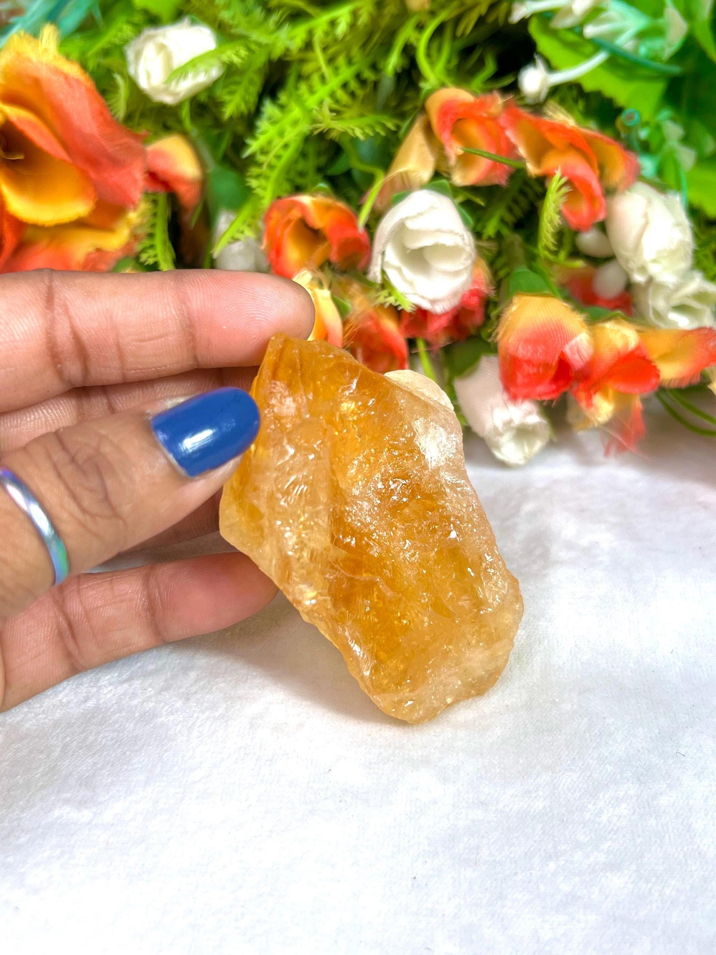 Premium Citrine Stone Natural Rough Stone with Beautiful Rainbow 94 Gram