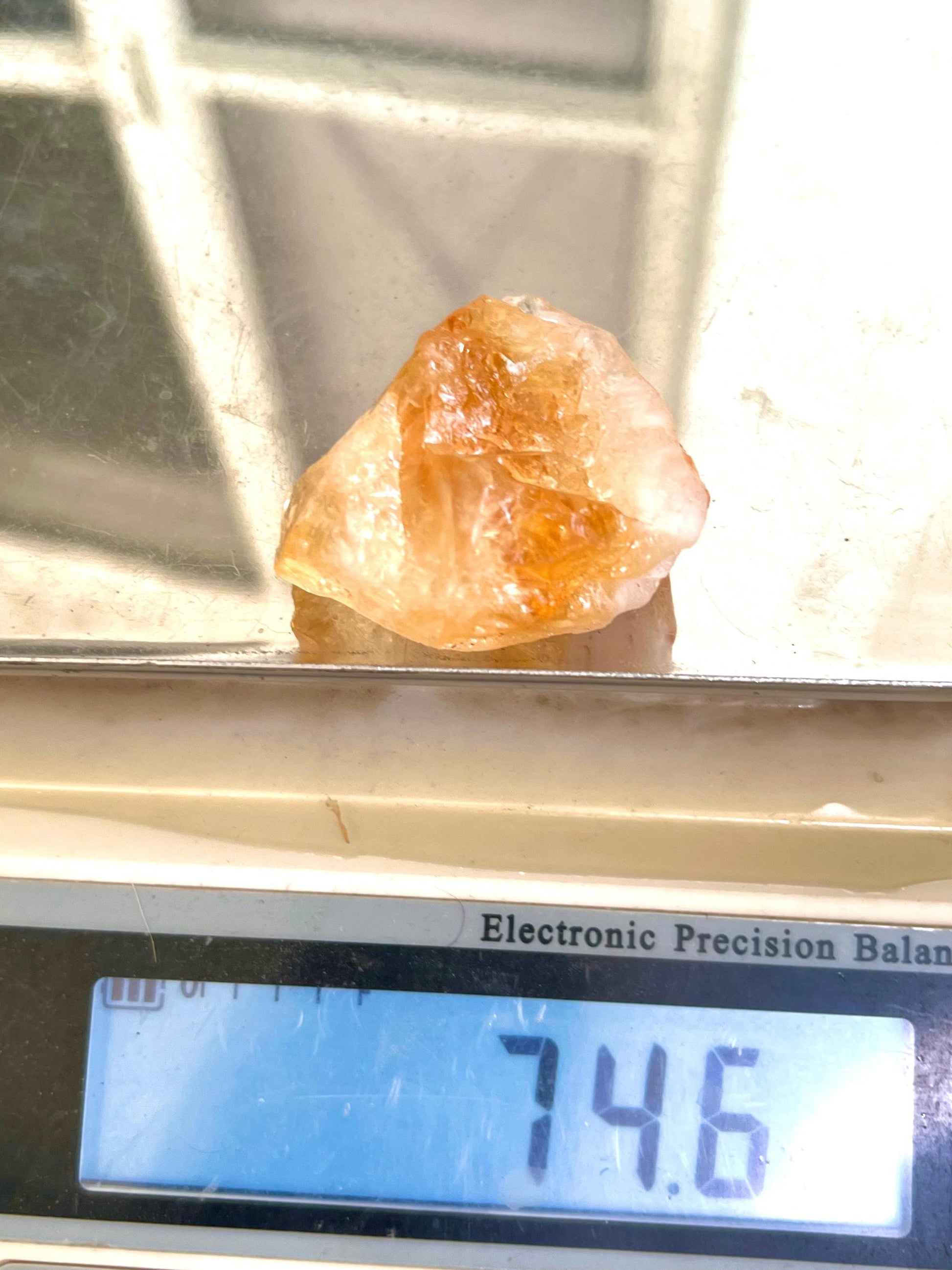 Premium Citrine Stone Natural Rough Stone with Beautiful Rainbow 74 Gram