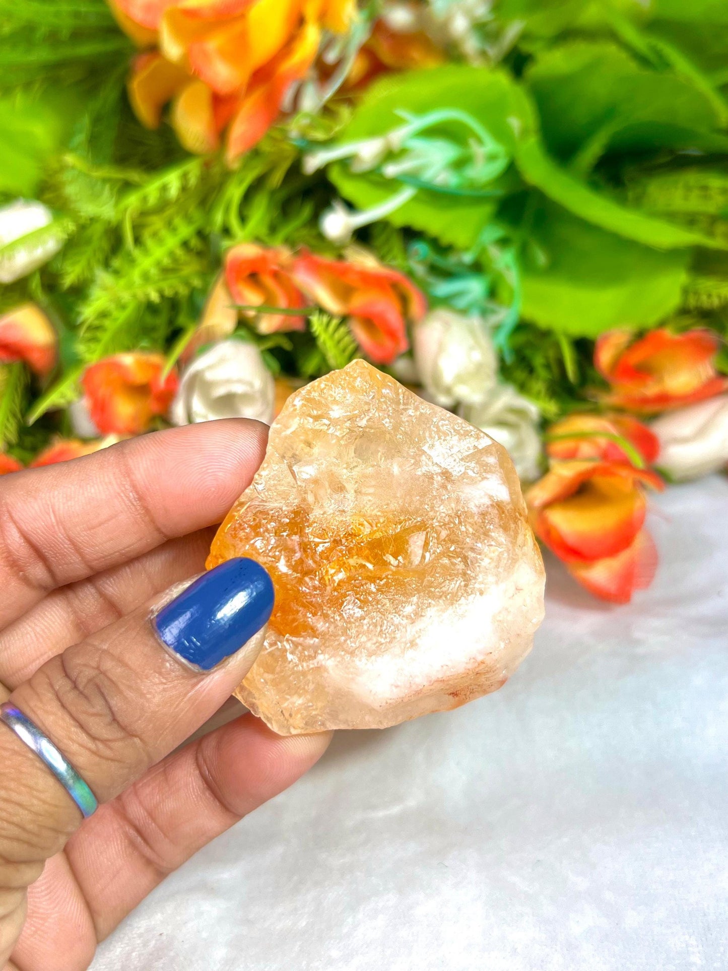 Premium Citrine Stone Natural Rough Stone with Beautiful Rainbow 74 Gram