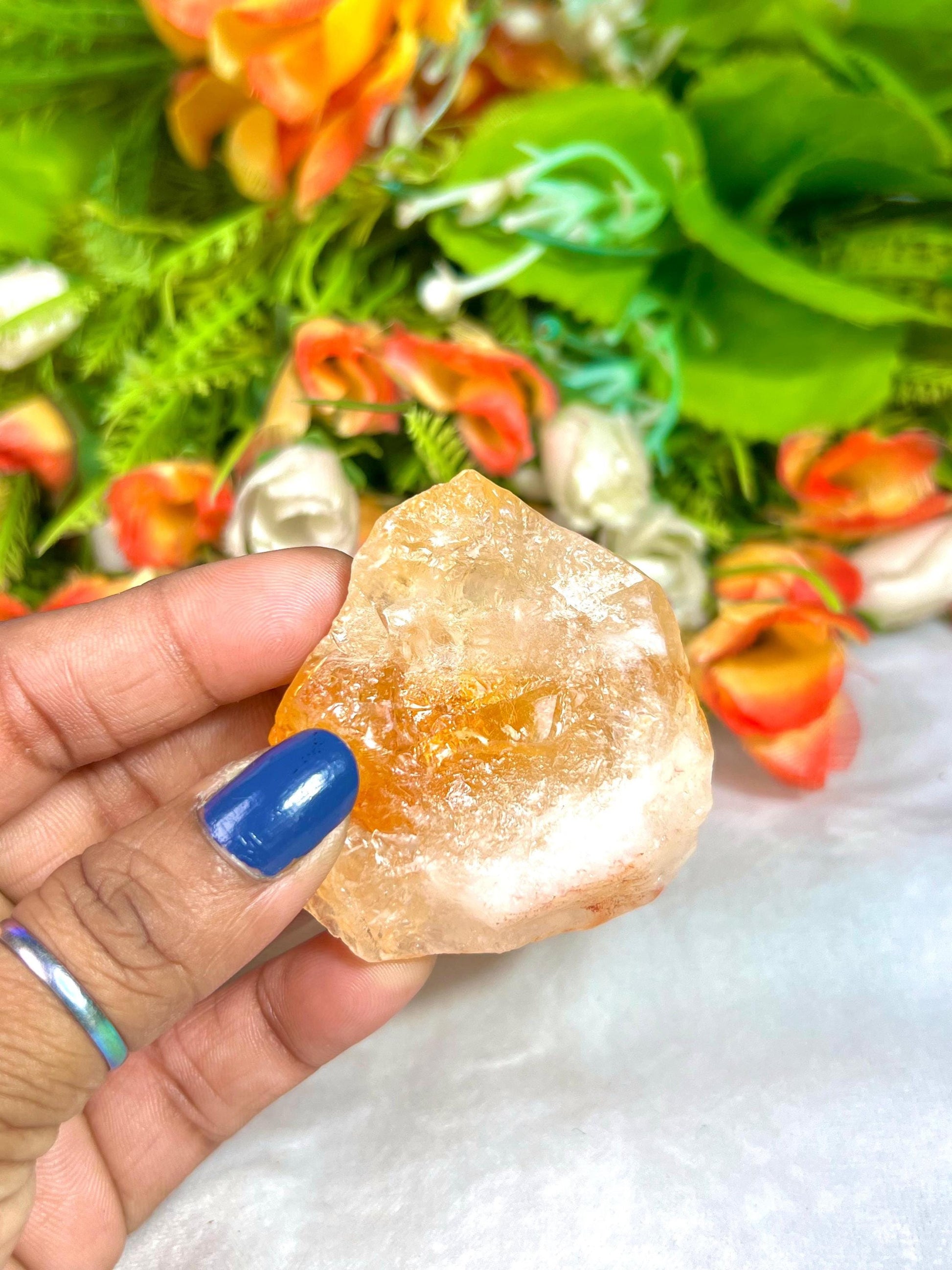 Premium Citrine Stone Natural Rough Stone with Beautiful Rainbow 74 Gram
