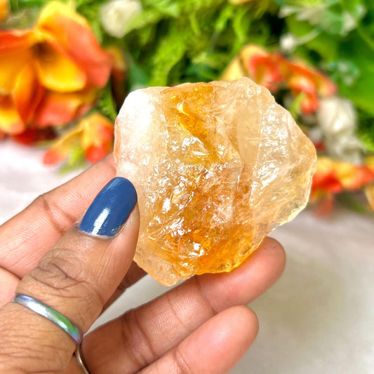 Premium Citrine Stone Natural Rough Stone with Beautiful Rainbow 74 Gram