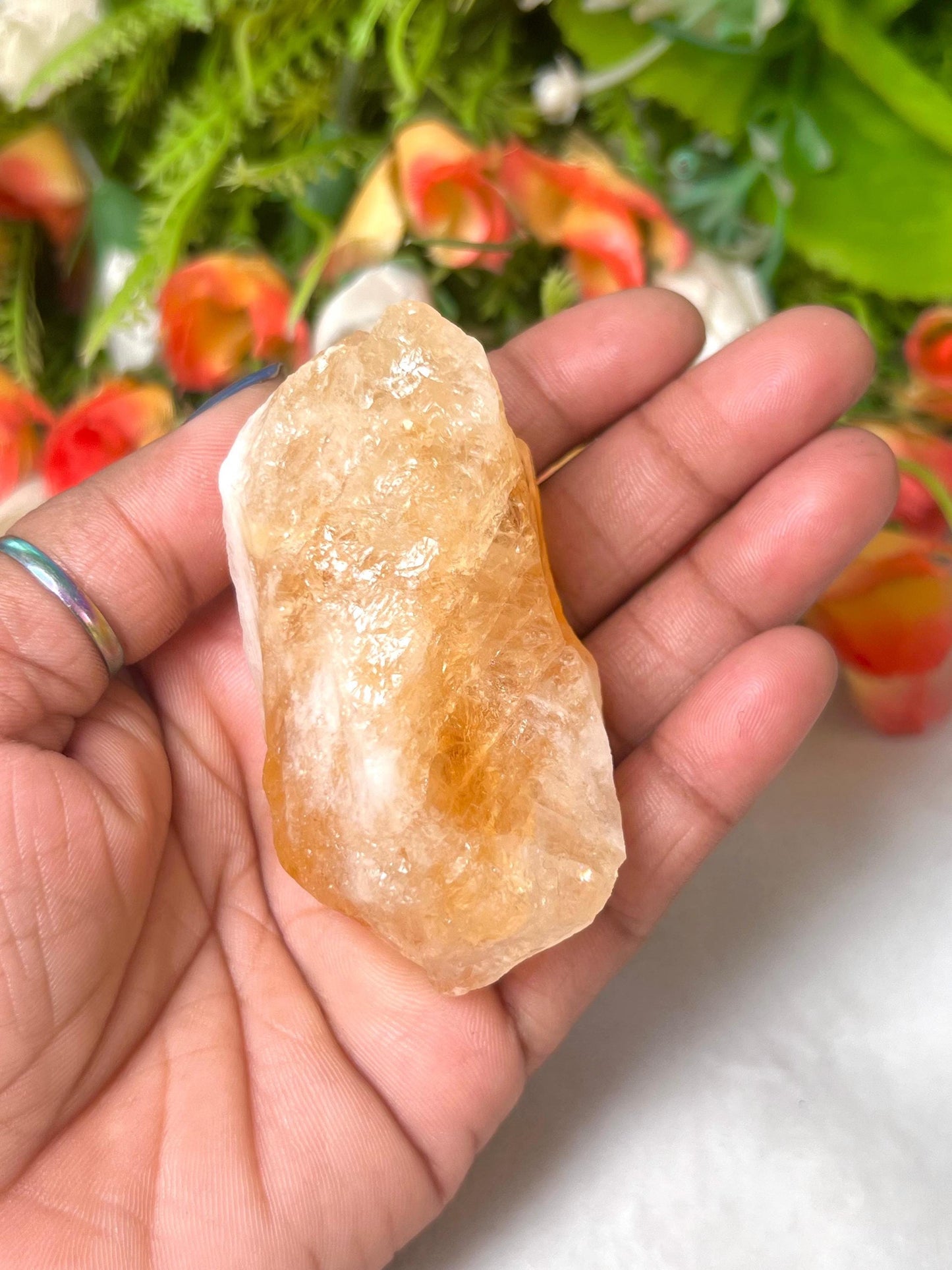 Premium Citrine Stone Natural Rough Stone with Beautiful Rainbow 98 Gram