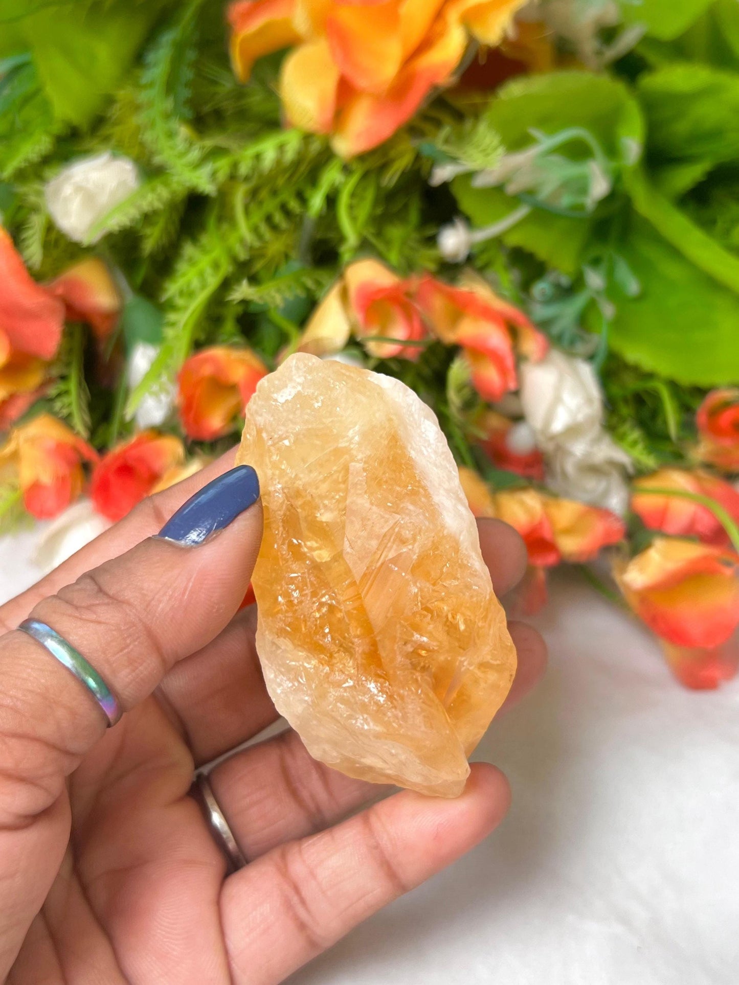 Premium Citrine Stone Natural Rough Stone with Beautiful Rainbow 98 Gram