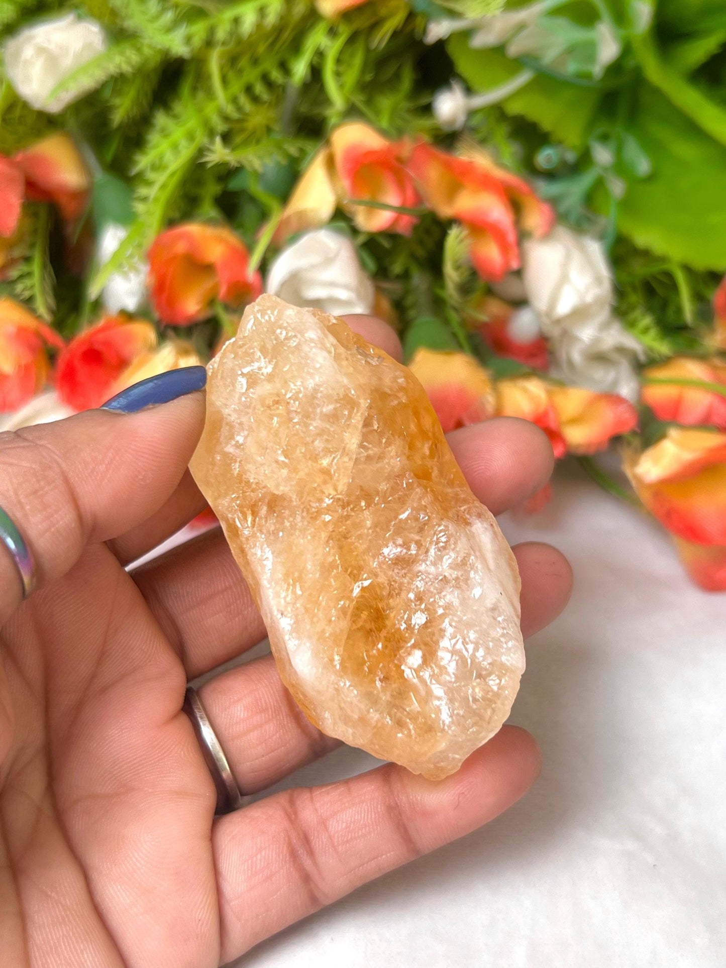 Premium Citrine Stone Natural Rough Stone with Beautiful Rainbow 98 Gram