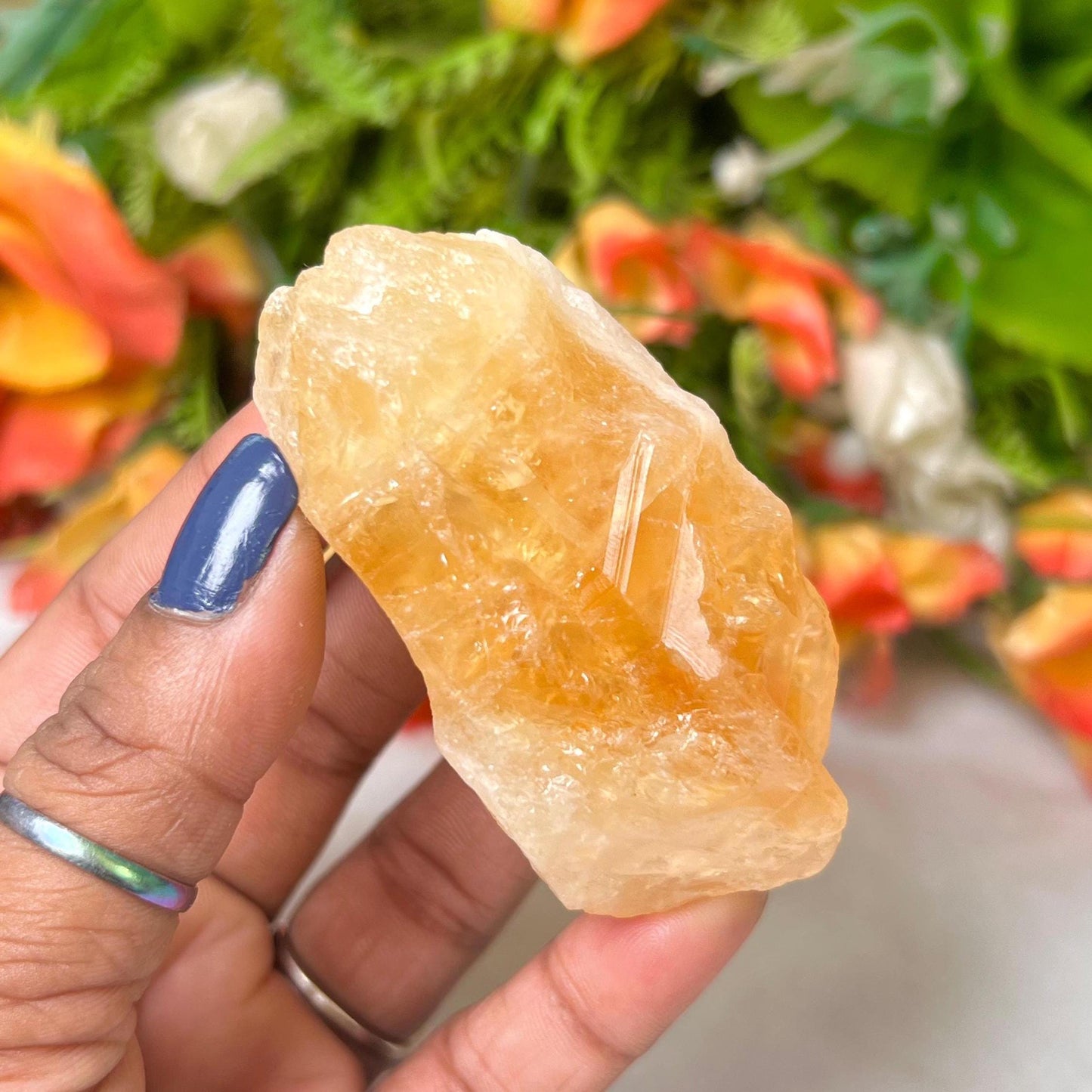 Premium Citrine Stone Natural Rough Stone with Beautiful Rainbow 98 Gram