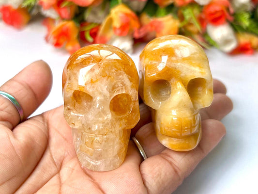 Golden Healer Quartz Crystal Stone Skull 2 Inch Feng Shui Vastu , Home & Office Décor, Housewarming Gift