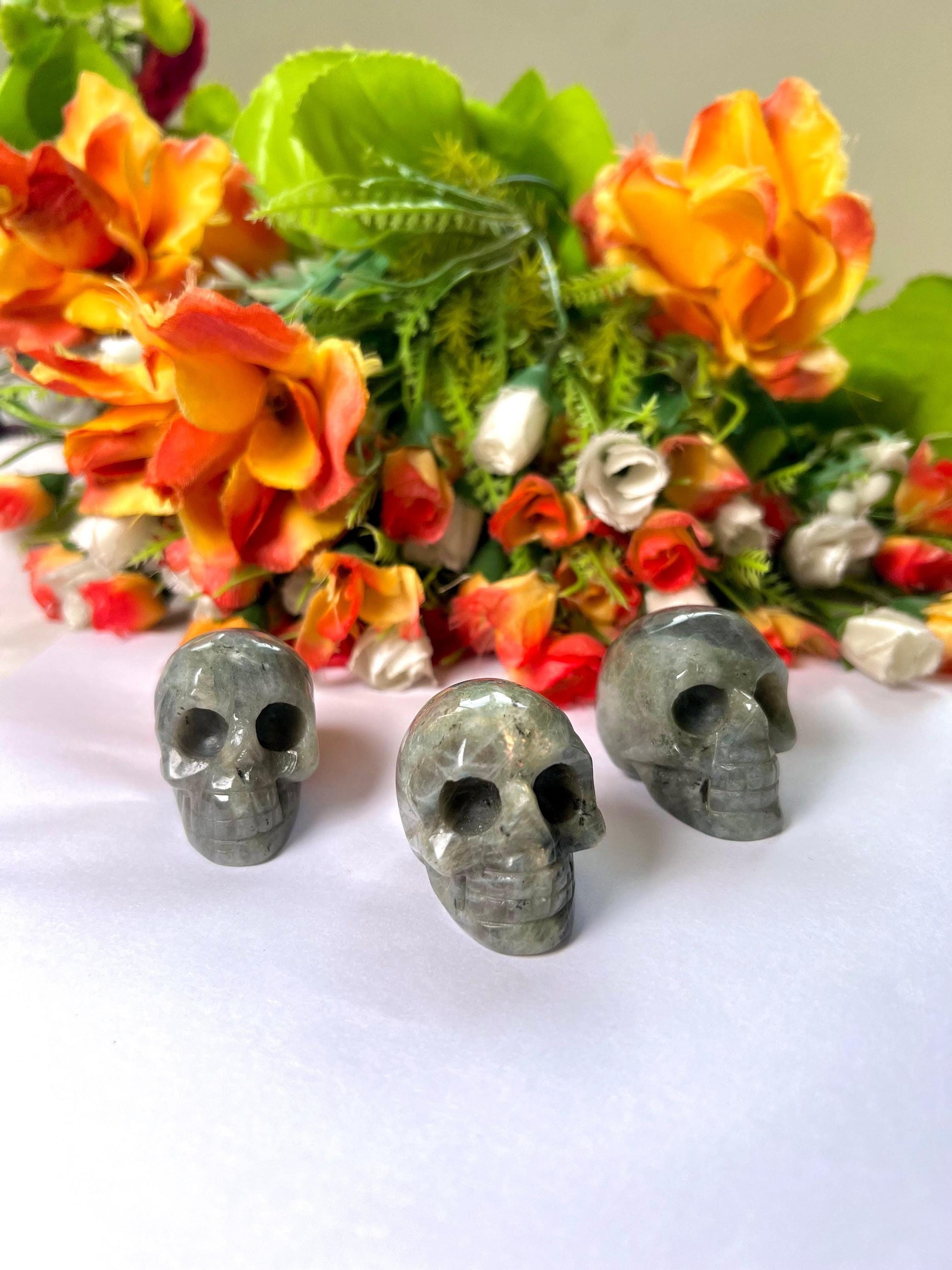 Labradorite Crystal Stone Skull 2 Inch Feng Shui Vastu , Home & Office Décor, Housewarming Gift