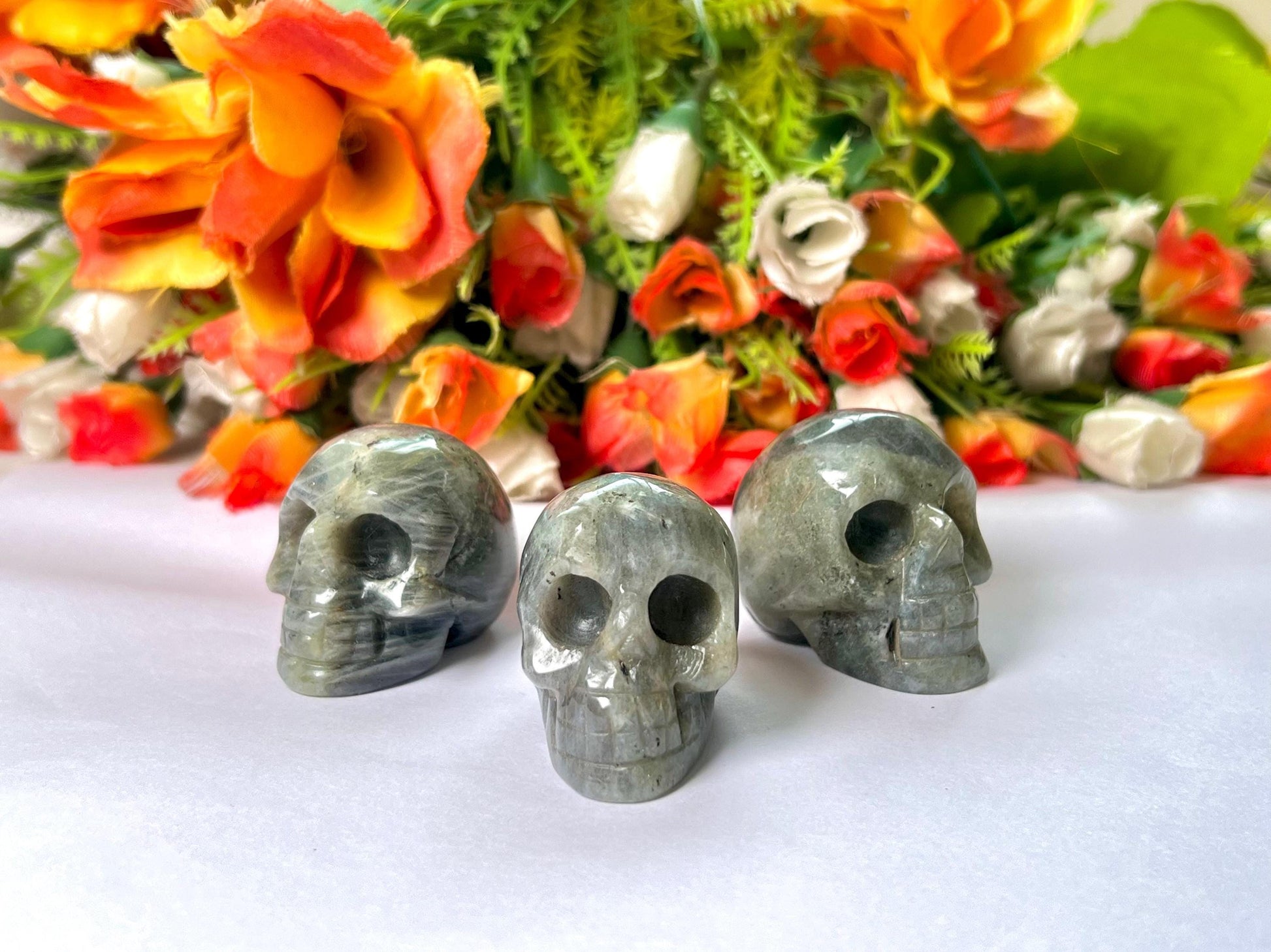 Labradorite Crystal Stone Skull 2 Inch Feng Shui Vastu , Home & Office Décor, Housewarming Gift