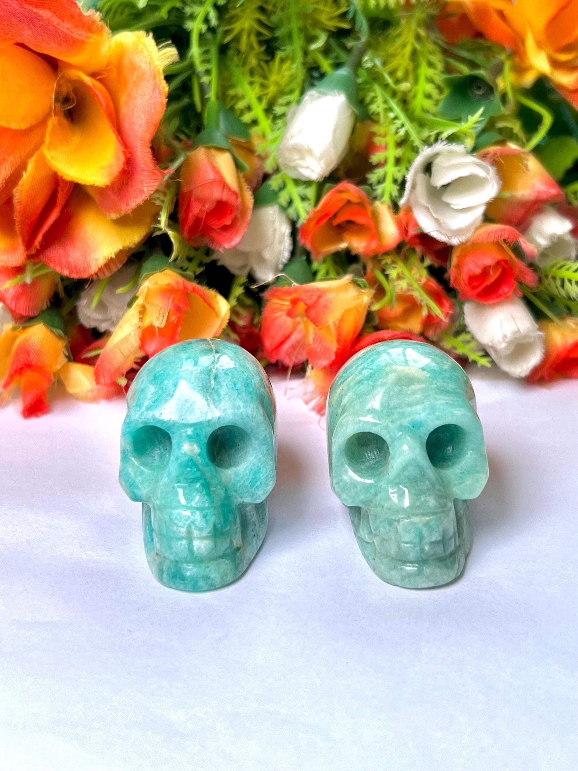 Amazonite Crystal Stone Skull 2 Inch Feng Shui Vastu , Home & Office Décor, Housewarming Gift
