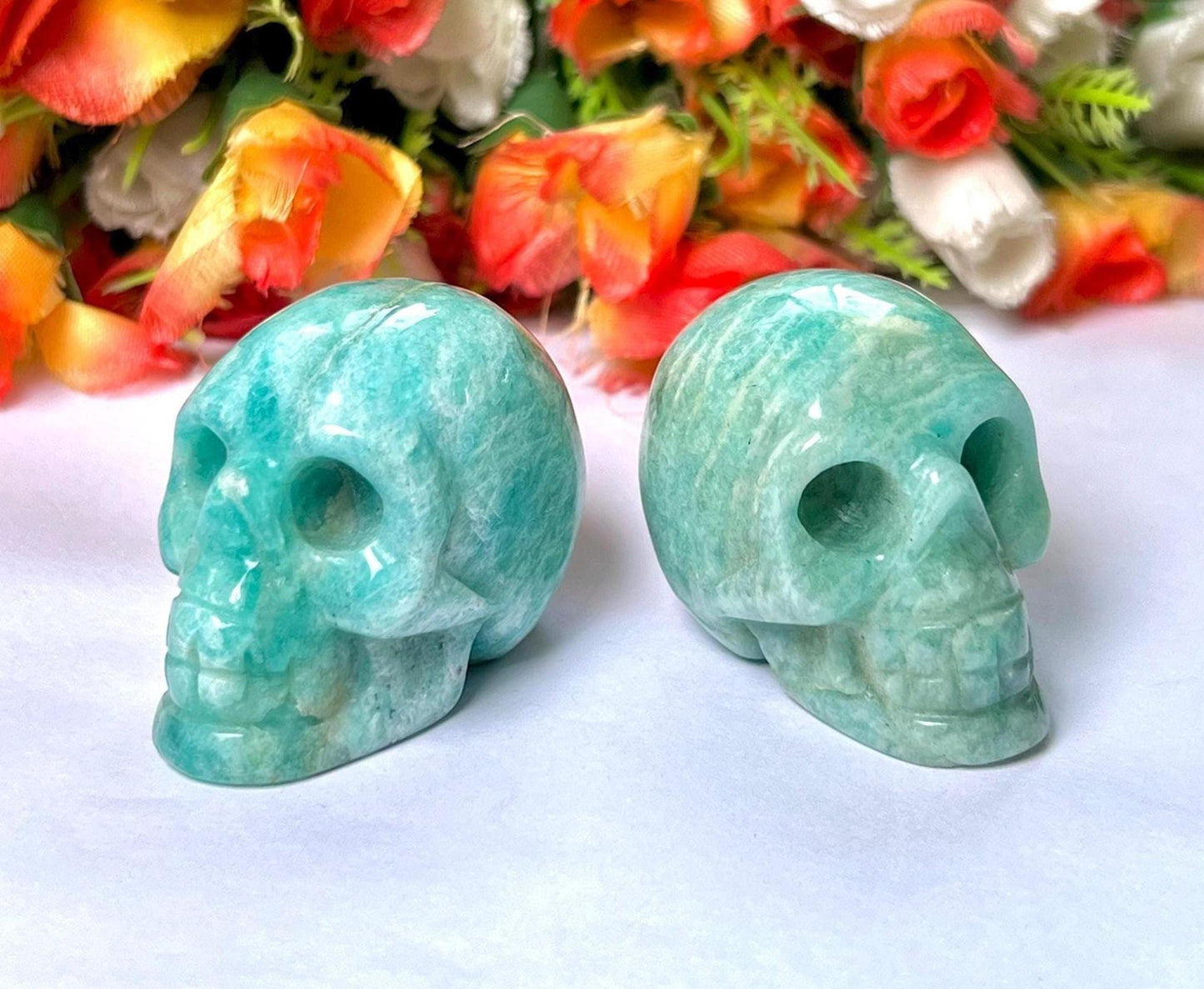 Amazonite Crystal Stone Skull 2 Inch Feng Shui Vastu , Home & Office Décor, Housewarming Gift