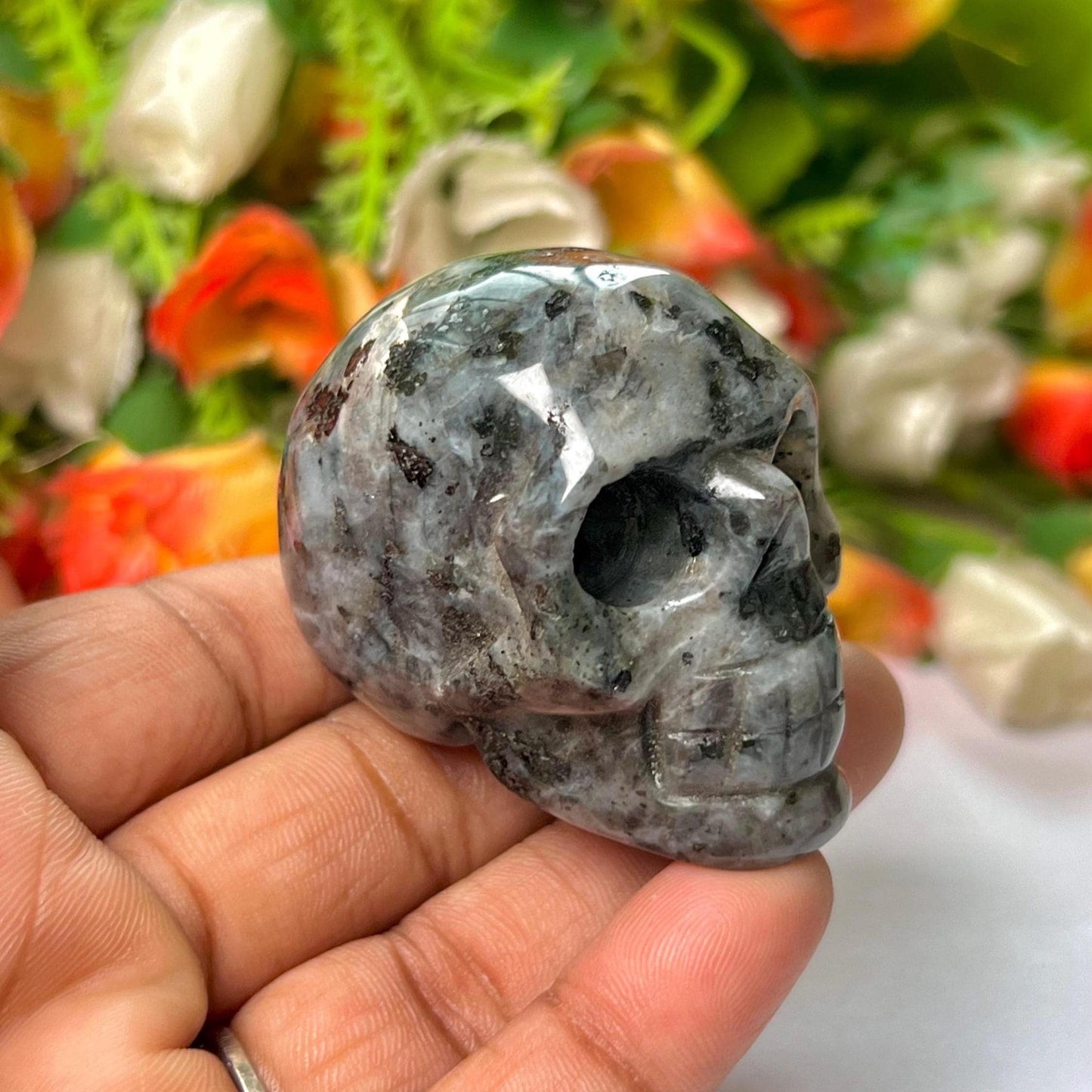Larvikite Crystal Stone Skull 2 Inch Feng Shui Vastu , Home & Office Décor, Housewarming Gift