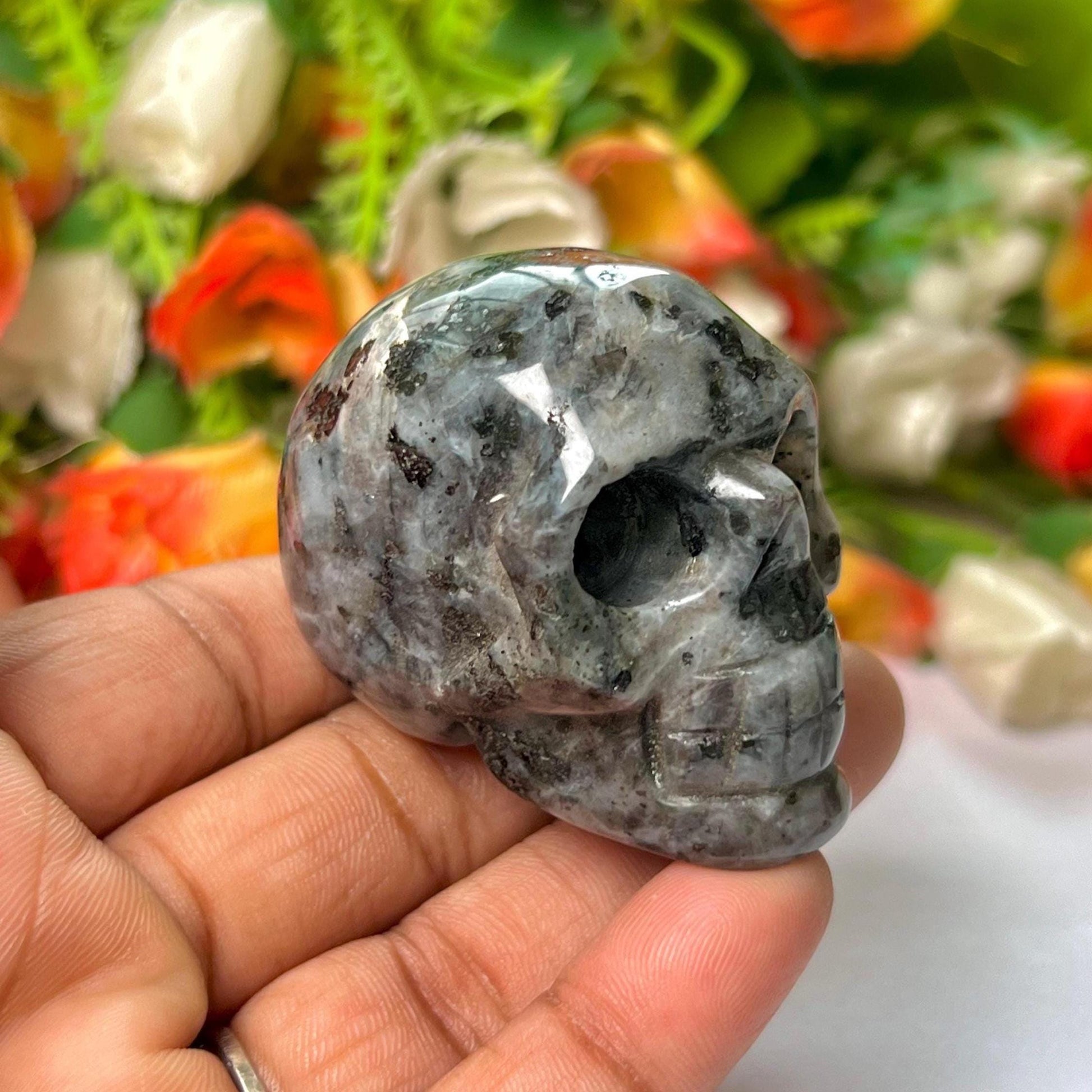 Larvikite Crystal Stone Skull 2 Inch Feng Shui Vastu , Home & Office Décor, Housewarming Gift