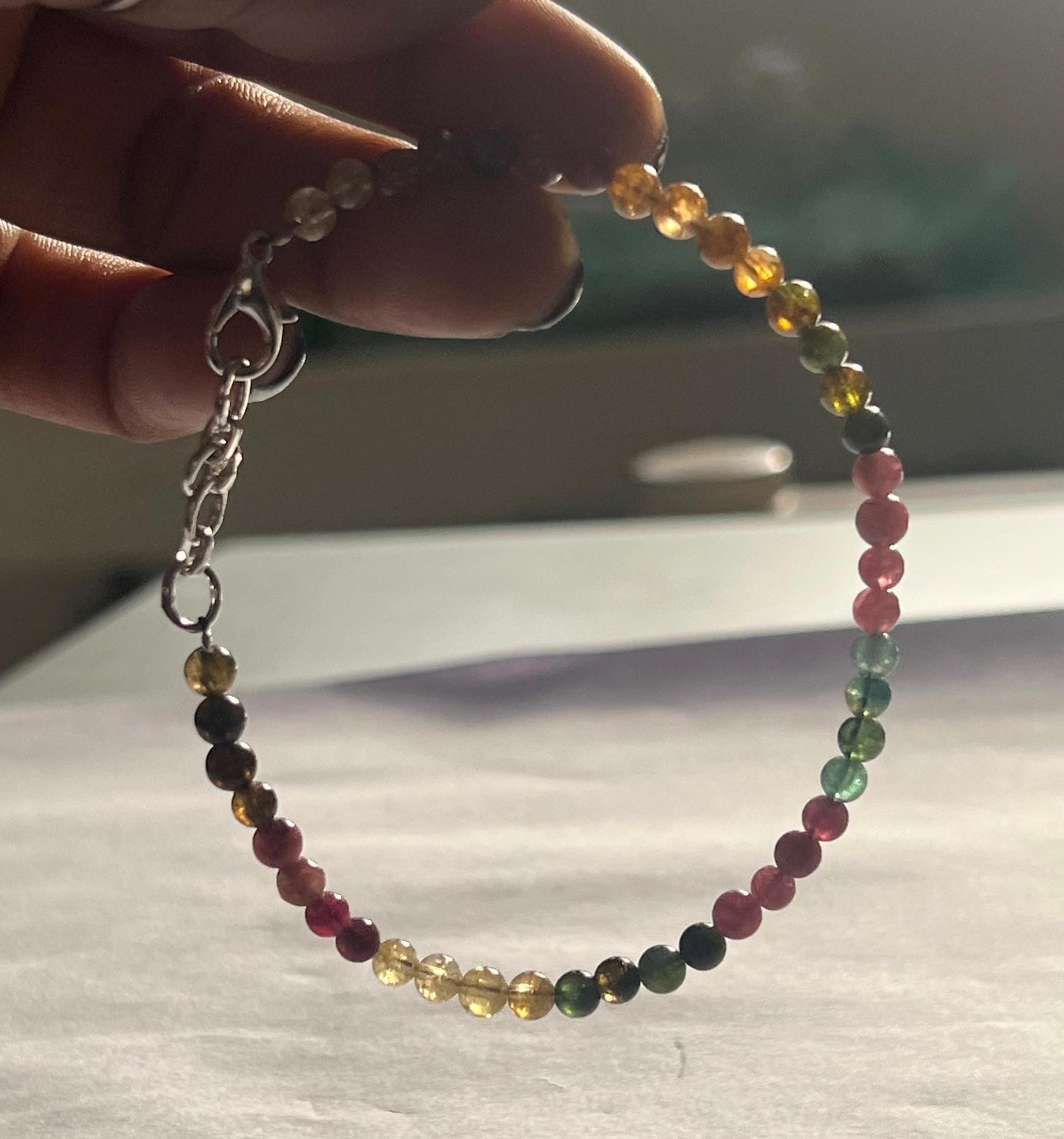 4 MM Watermelon Tourmaline Stone Bracelet l Stretchable Bracelet l Unisex Bracelet