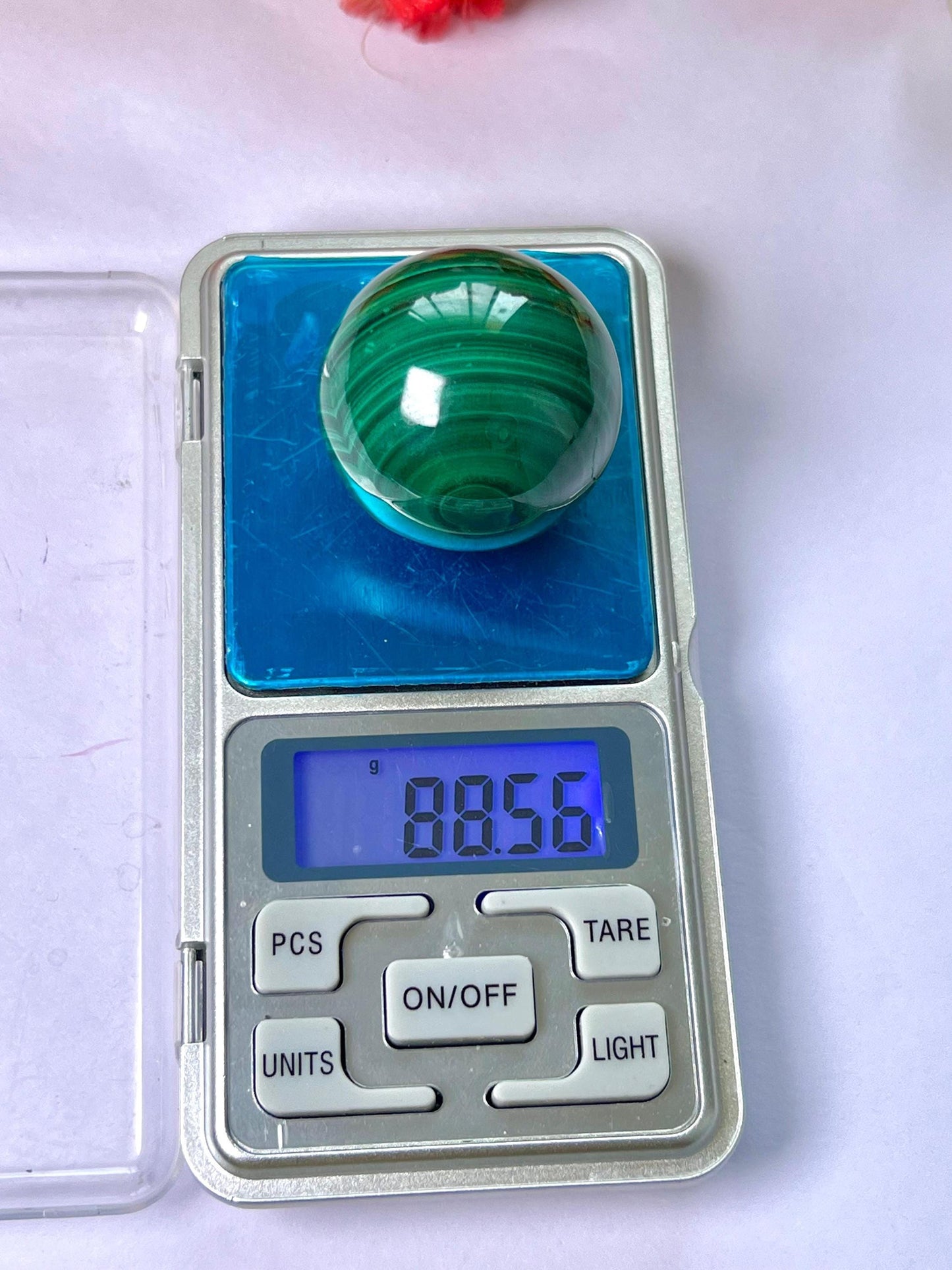 Malachite Stone Sphere 88 Gram Crystal Ball Orb Pocket Stone Meditation Space Crystal Grid With wooden Stand