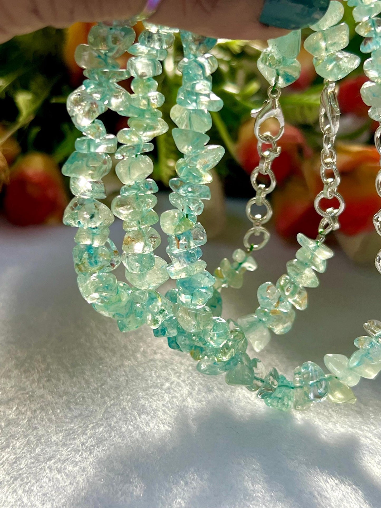 Blue Neon Apatite Stone Bracelet l Adjustable Bracelet l Unisex Bracelet
