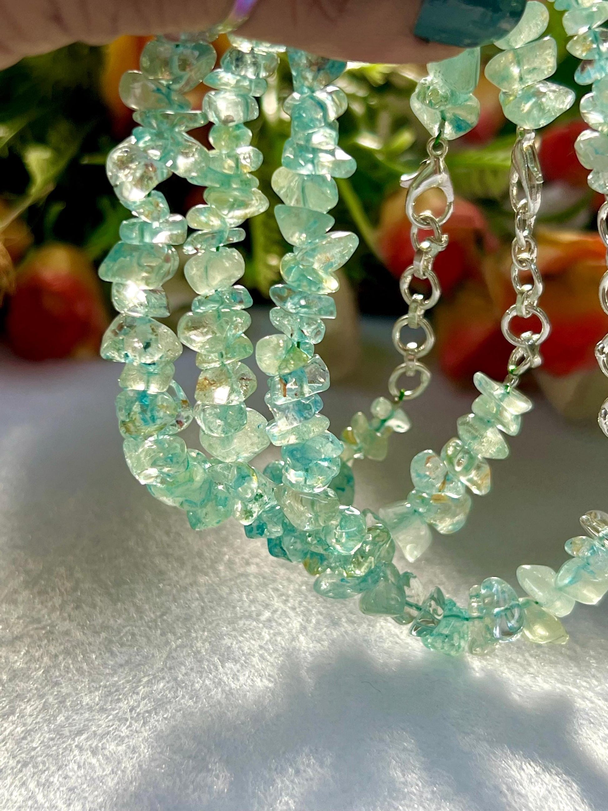 Blue Neon Apatite Stone Bracelet l Adjustable Bracelet l Unisex Bracelet