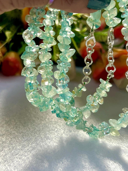 Blue Neon Apatite Stone Bracelet l Adjustable Bracelet l Unisex Bracelet