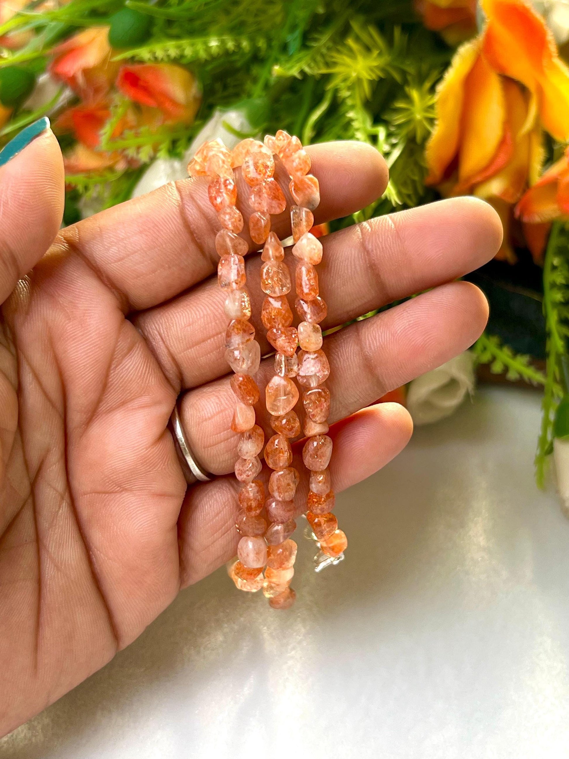Sunstone Stone Bracelet l Adjustable Bracelet l Unisex Bracelet