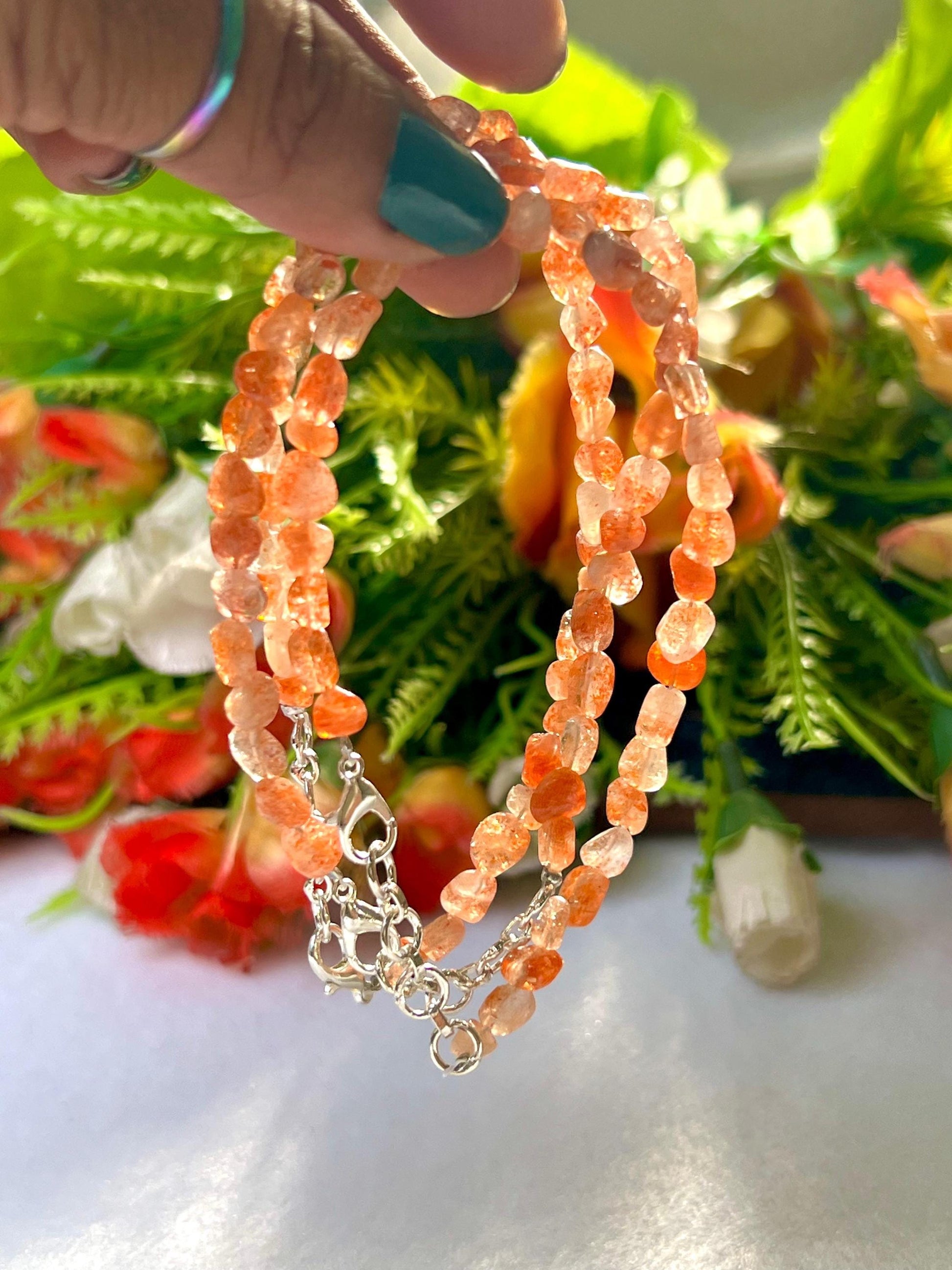 Sunstone Stone Bracelet l Adjustable Bracelet l Unisex Bracelet