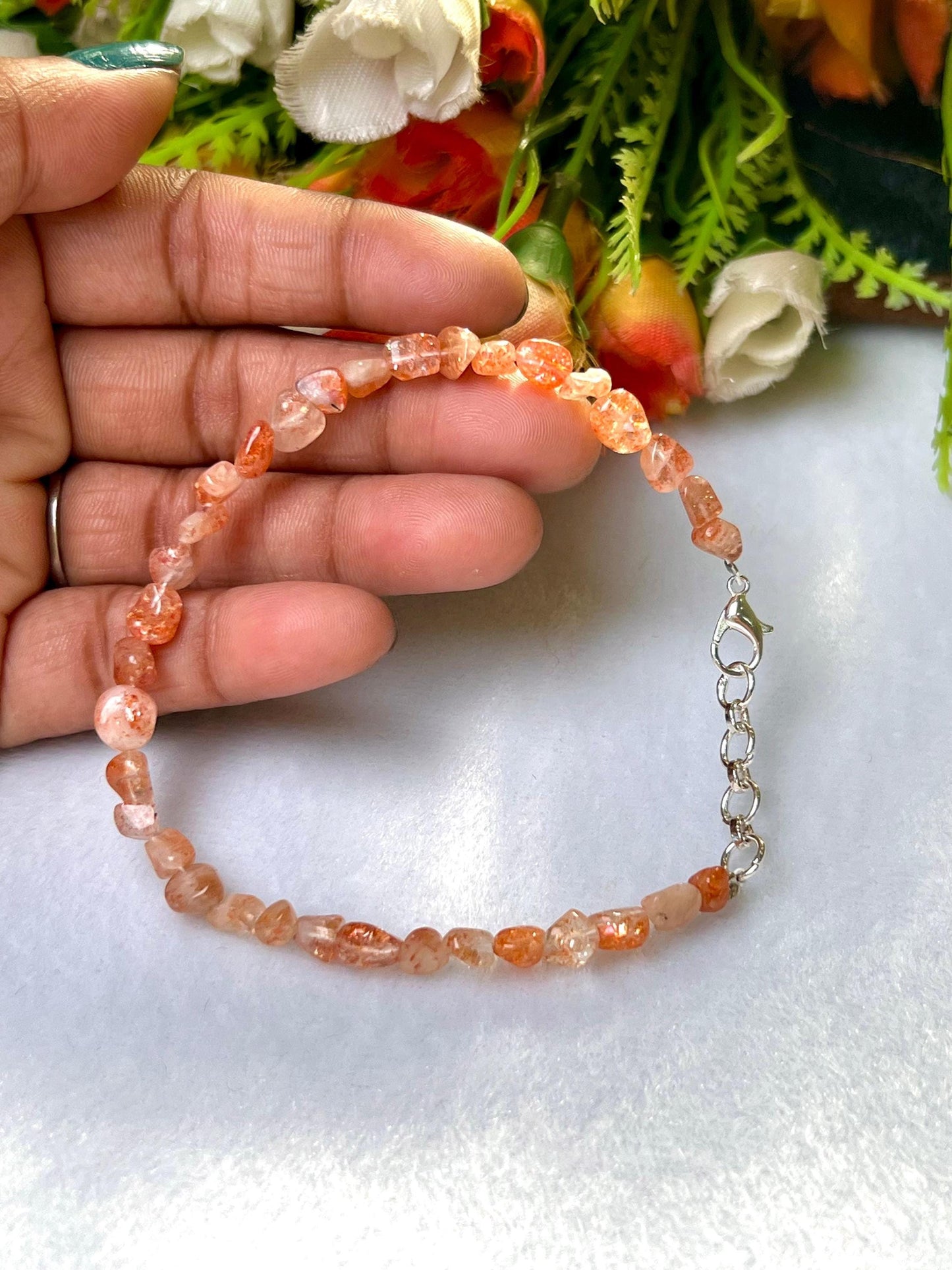 Sunstone Stone Bracelet l Adjustable Bracelet l Unisex Bracelet
