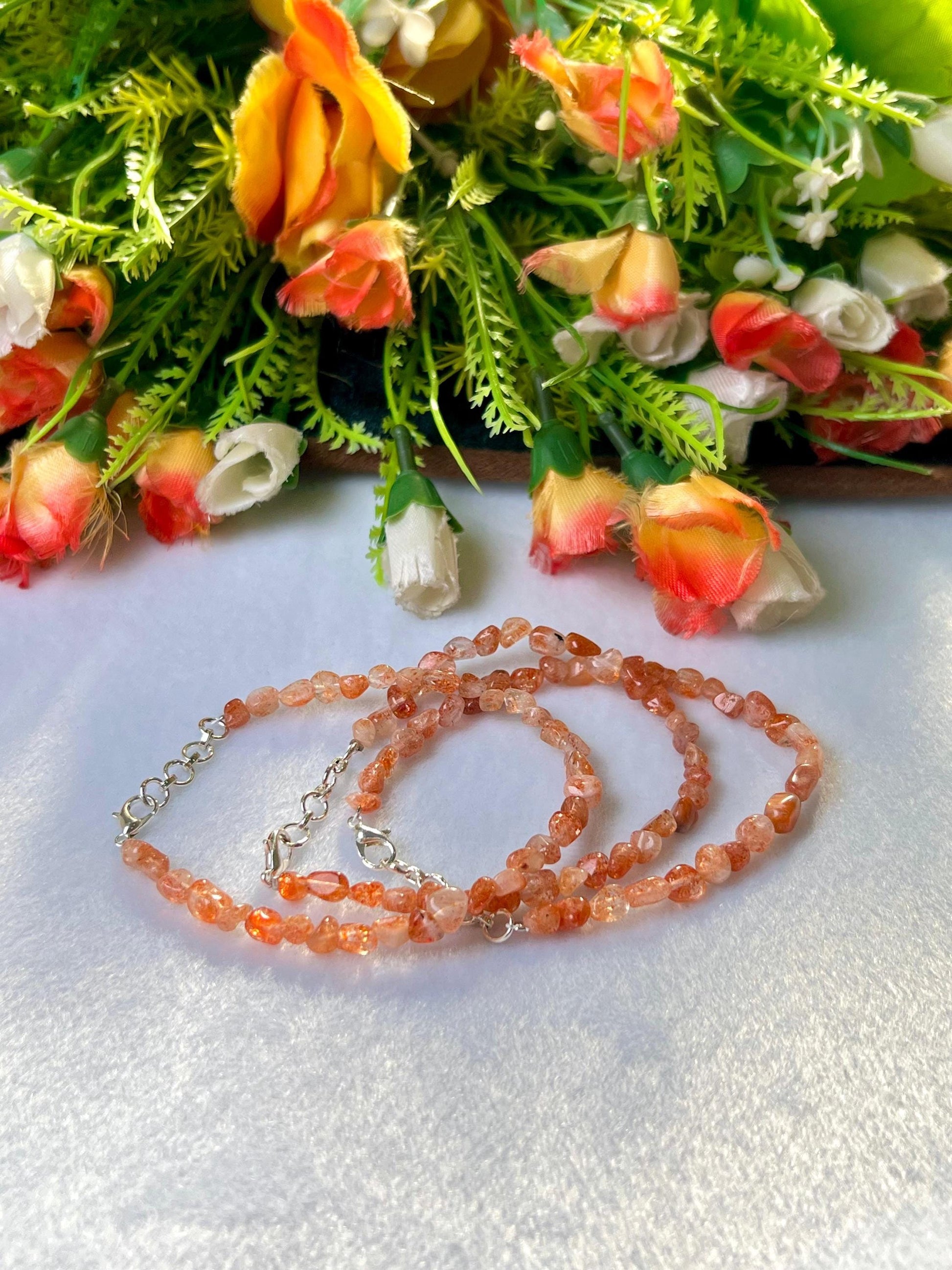Sunstone Stone Bracelet l Adjustable Bracelet l Unisex Bracelet