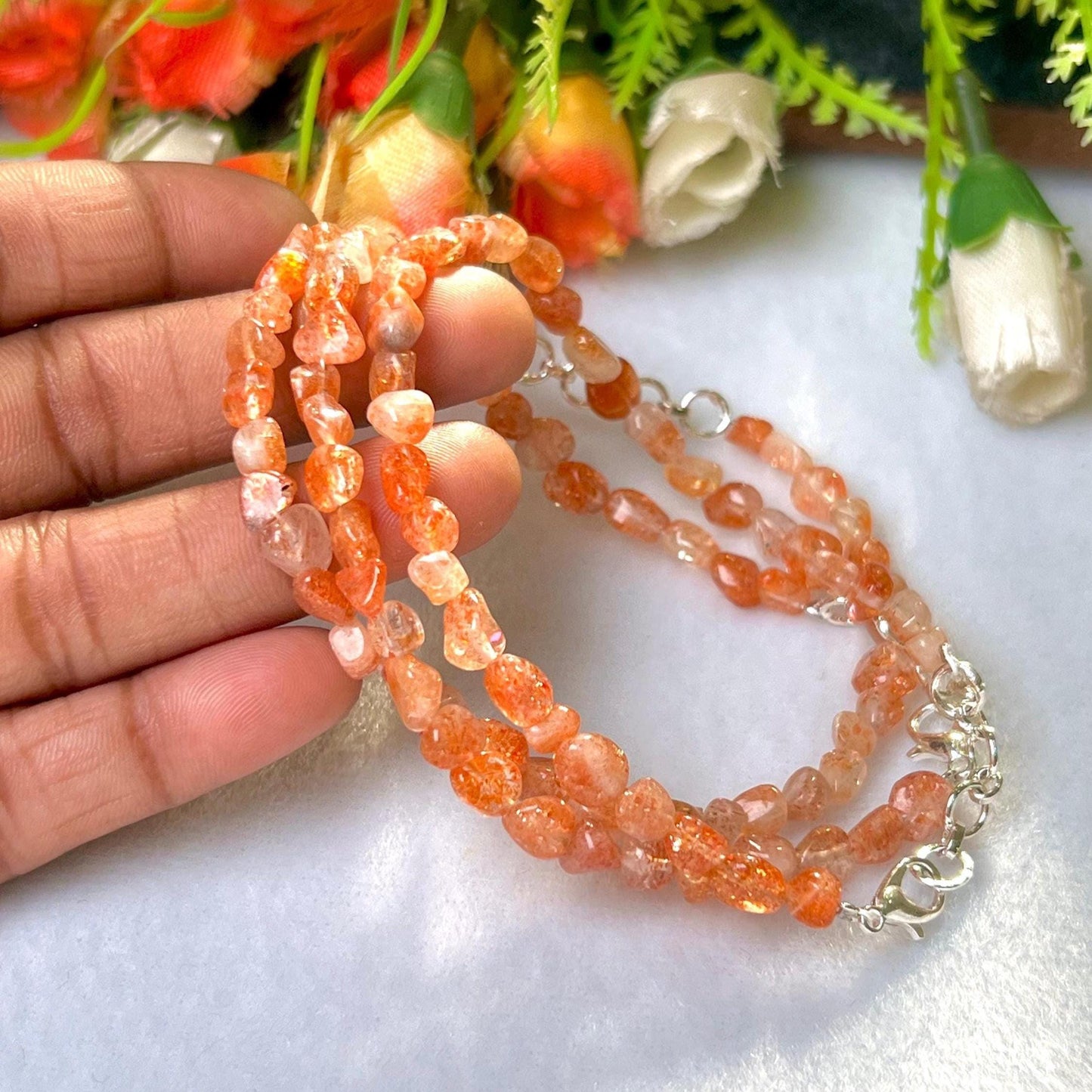 Sunstone Stone Bracelet l Adjustable Bracelet l Unisex Bracelet
