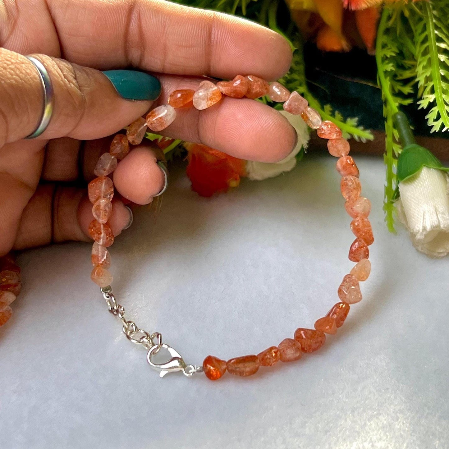 Sunstone Stone Bracelet l Adjustable Bracelet l Unisex Bracelet