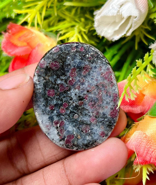 Ruby Spinel in Matrix Stone Worry Stone – Pocket Stone – Thumb Stone One (1) Piece