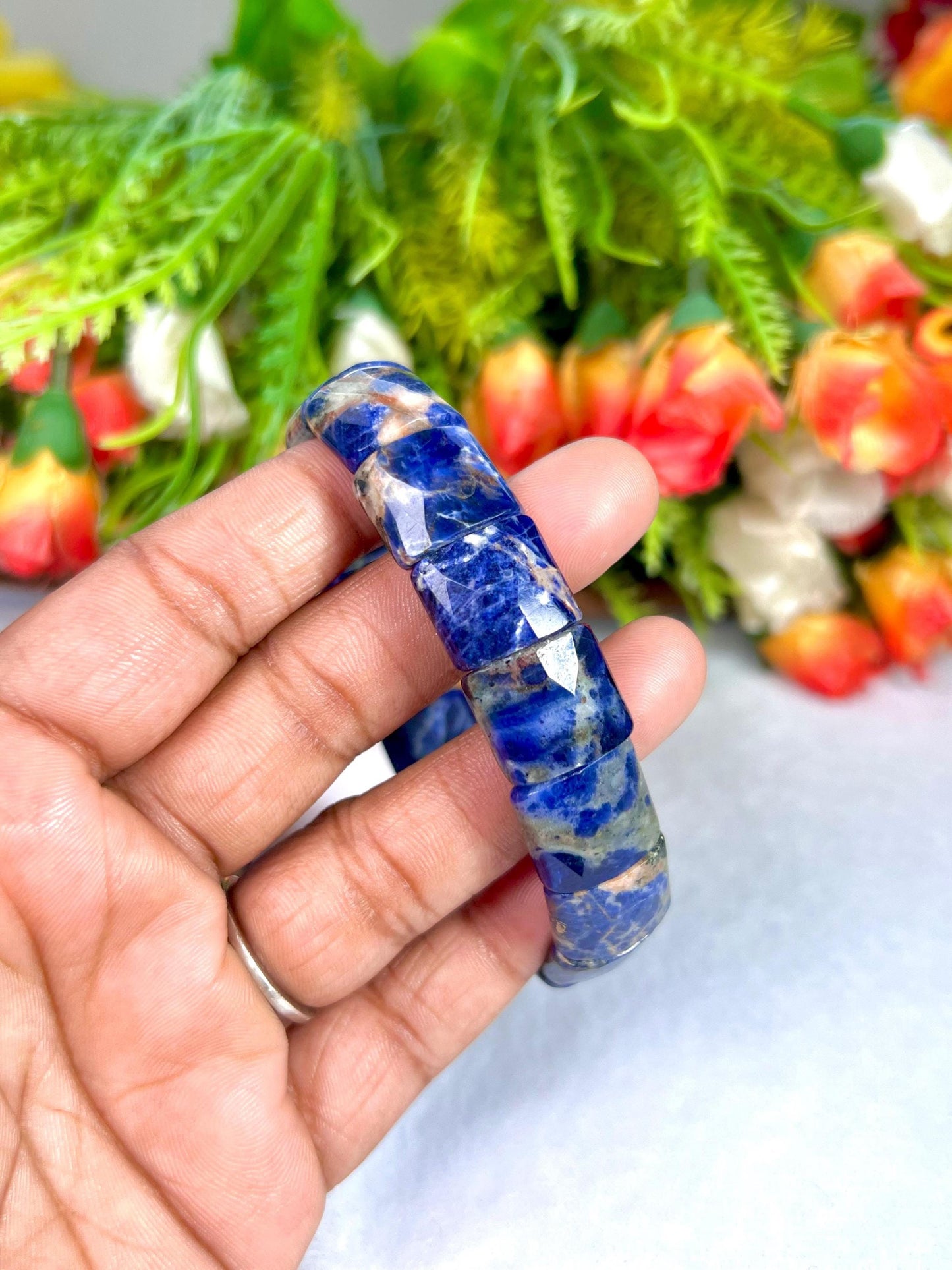15 MM Sodalite Stone Bracelet l Stretchable Bracelet High Grade