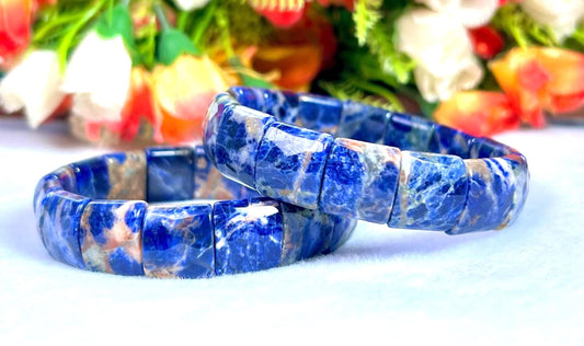 15 MM Sodalite Stone Bracelet l Stretchable Bracelet High Grade