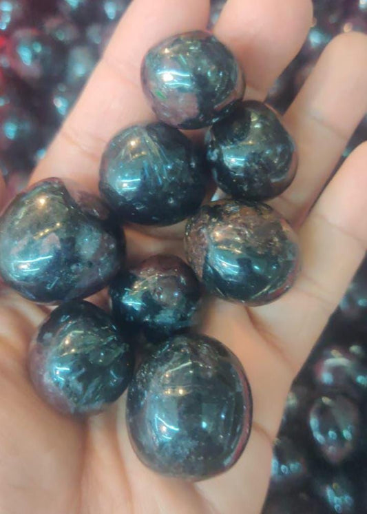 Nuummite With Garnet & Arfvedsonite Tumbled Stone - Spiritual-Healing Crystals in pack sizes of 1,3,5, and 10 Pieces Quality AAAAA +++++