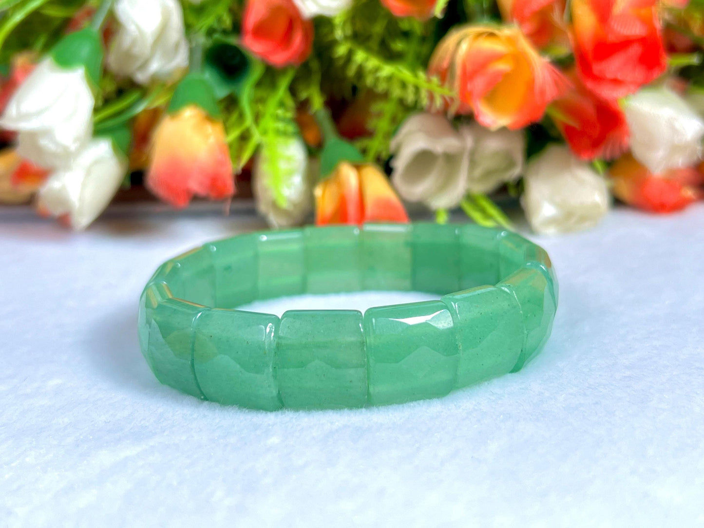 15 MM Green Aventurine Stone Bracelet l Stretchable Bracelet