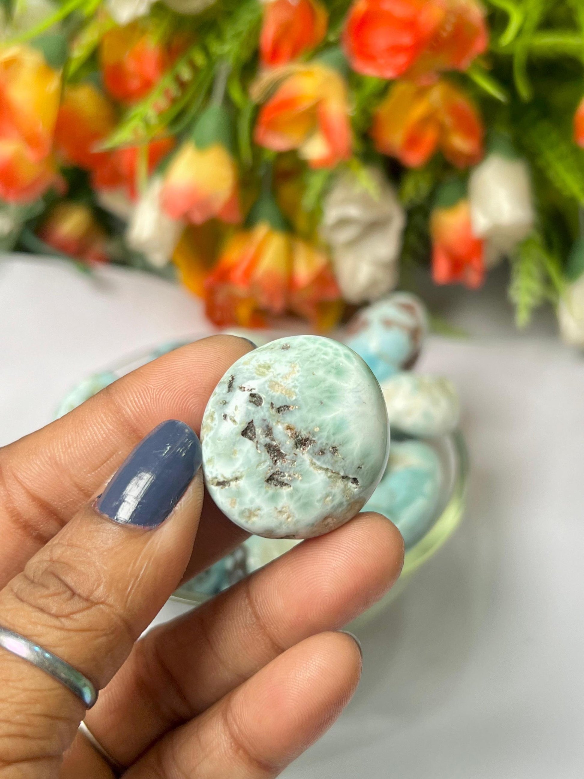 Larimar Stone Tumbled Stone - Spiritual Stone -Healing Crystals in pack sizes of 1,3,5, and 10 Pieces Quality AAAAA +++++