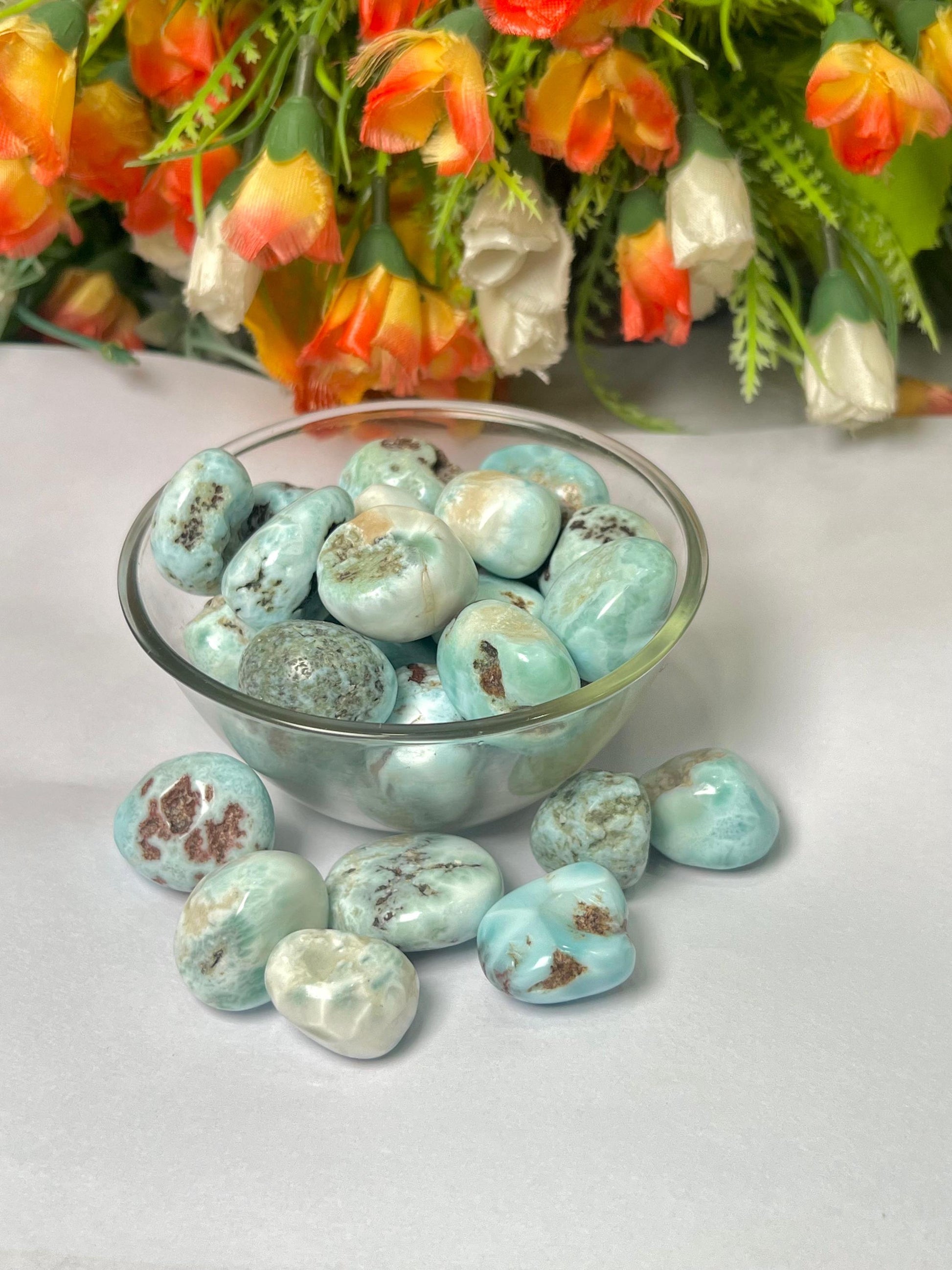 Larimar Stone Tumbled Stone - Spiritual Stone -Healing Crystals in pack sizes of 1,3,5, and 10 Pieces Quality AAAAA +++++