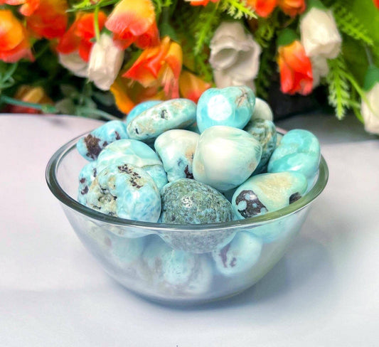 Larimar Stone Tumbled Stone - Spiritual Stone -Healing Crystals in pack sizes of 1,3,5, and 10 Pieces Quality AAAAA +++++