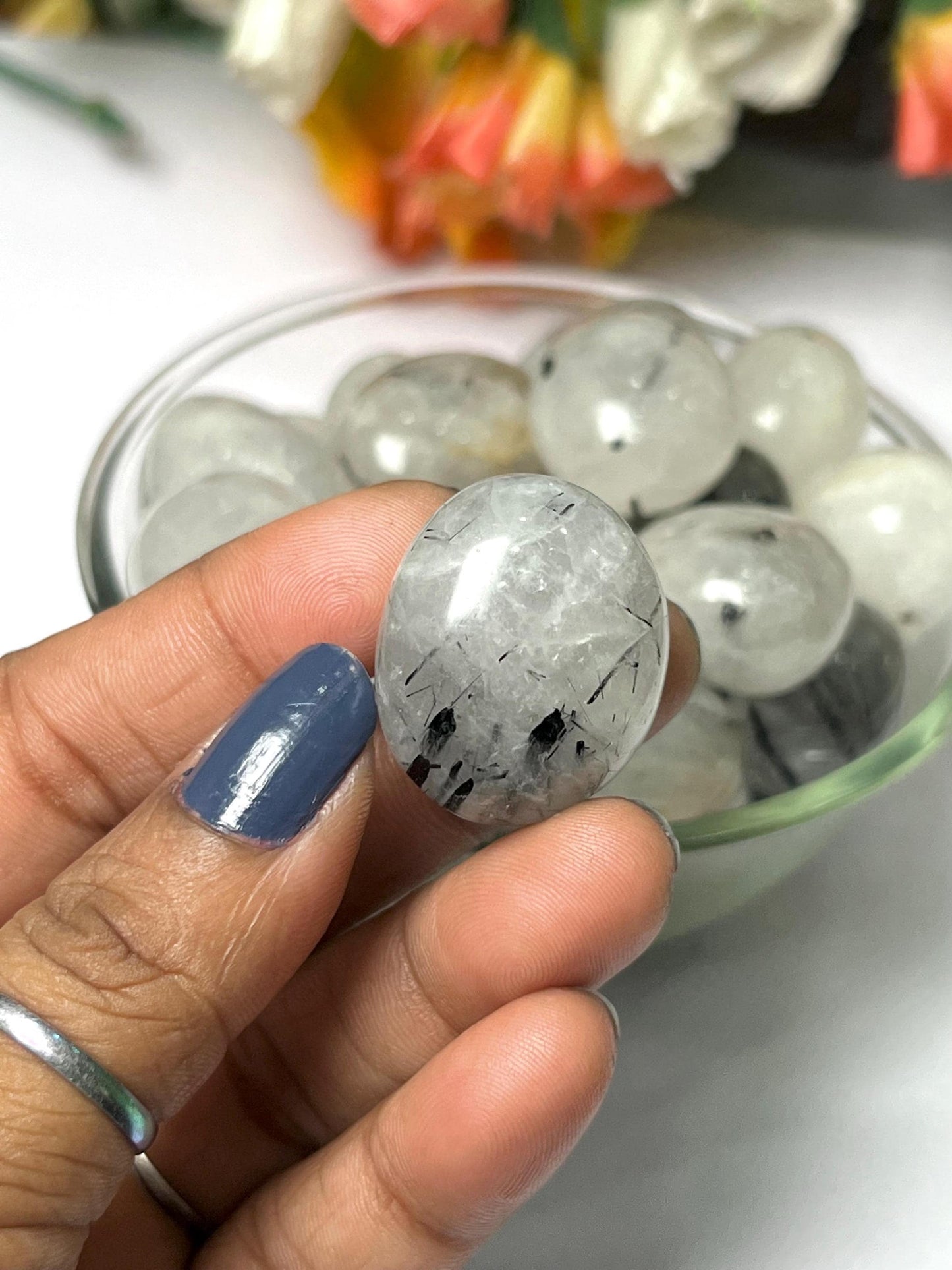 Tourmalated Quartz Stone Tumbled Stone - Spiritual Stone -Healing Crystals in pack sizes of 1,3,5, and 10 Pieces Quality AAAAA +++++