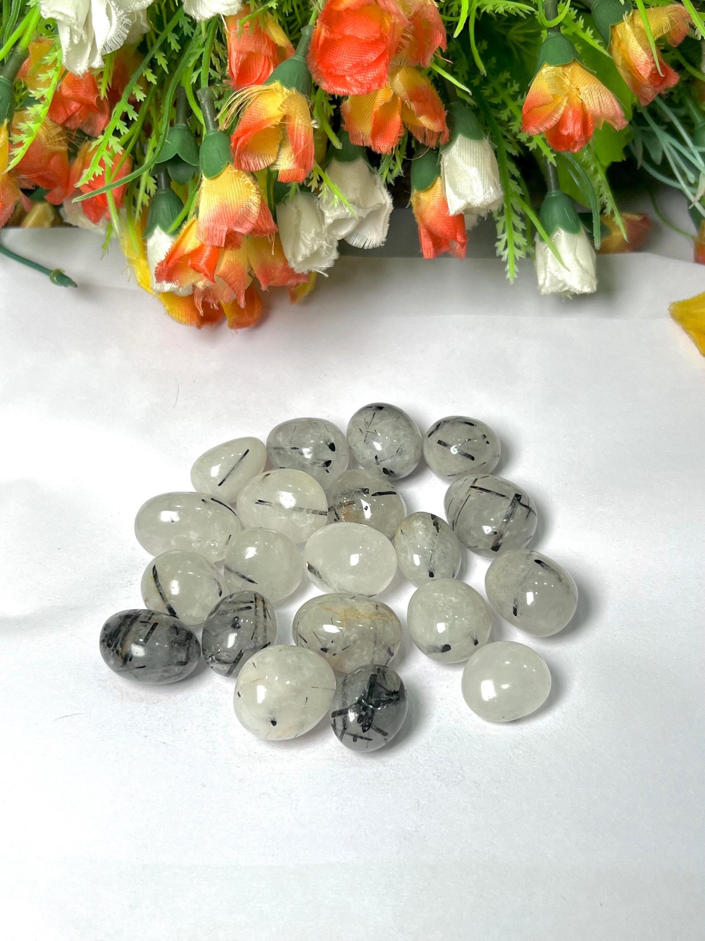 Tourmalated Quartz Stone Tumbled Stone - Spiritual Stone -Healing Crystals in pack sizes of 1,3,5, and 10 Pieces Quality AAAAA +++++