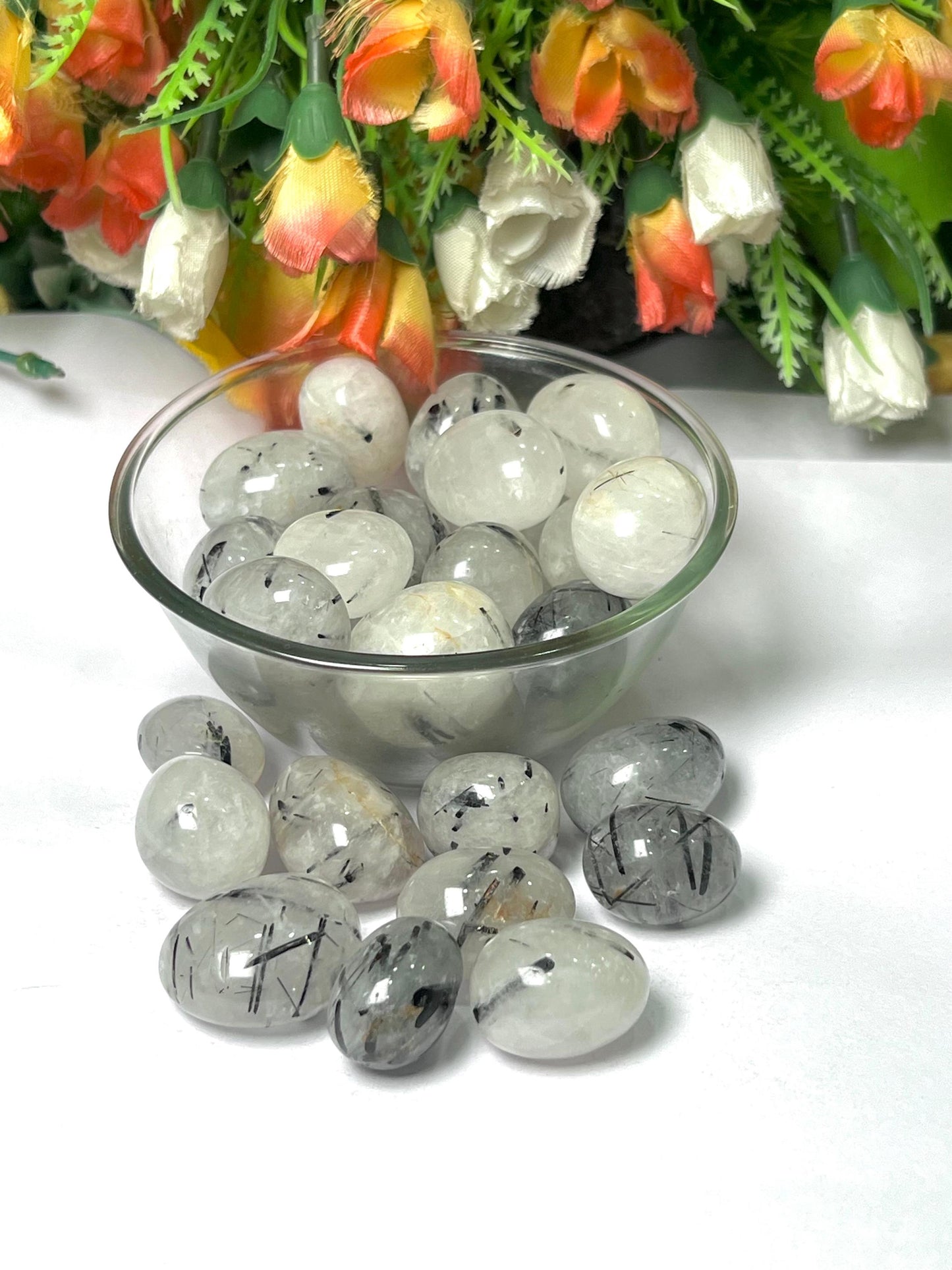 Tourmalated Quartz Stone Tumbled Stone - Spiritual Stone -Healing Crystals in pack sizes of 1,3,5, and 10 Pieces Quality AAAAA +++++