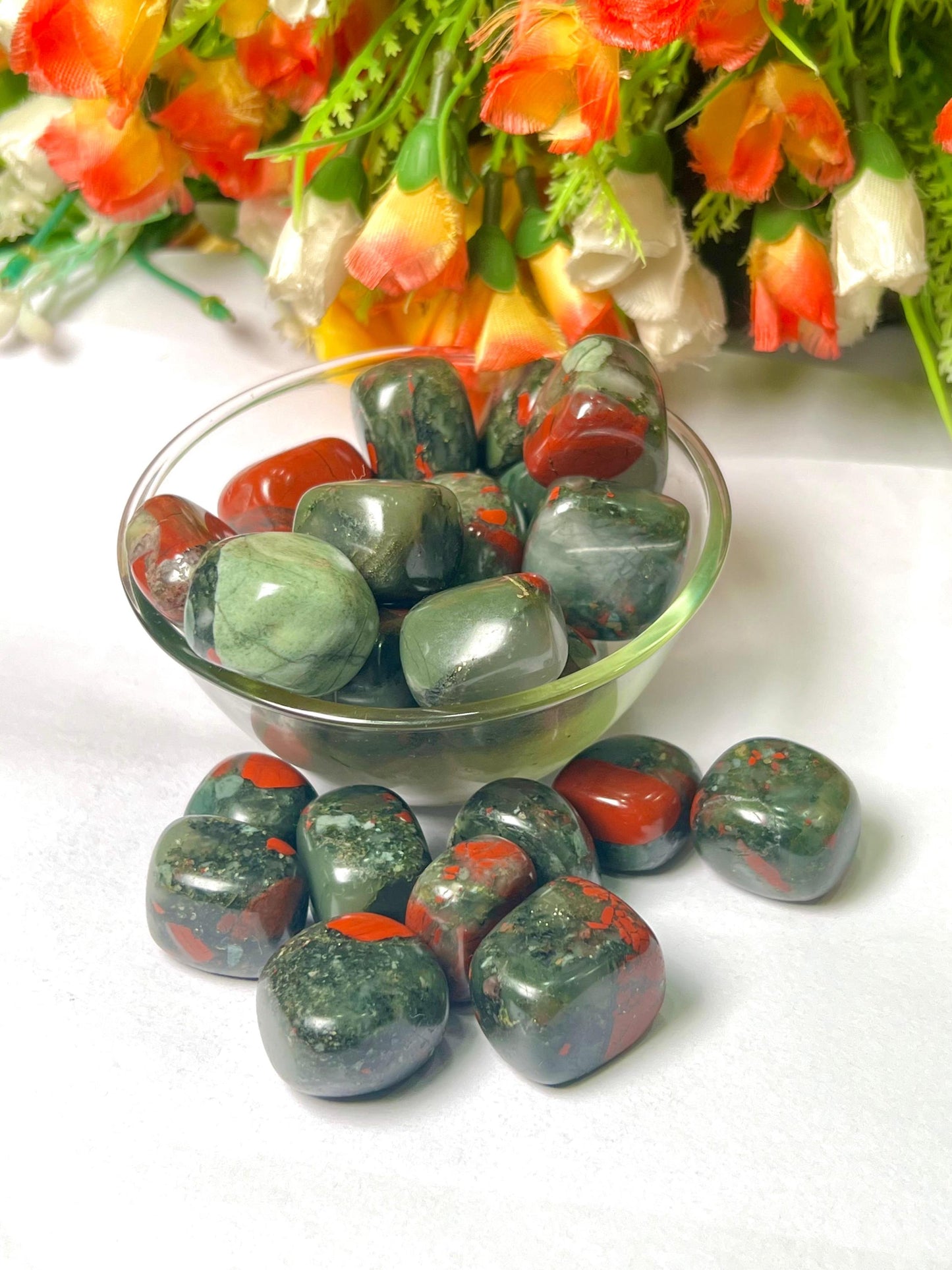 African Blood Stone Tumbled Stone - Spiritual Stone -Healing Crystals in pack sizes of 1,3,5, and 10 Pieces Quality AAAAA +++++