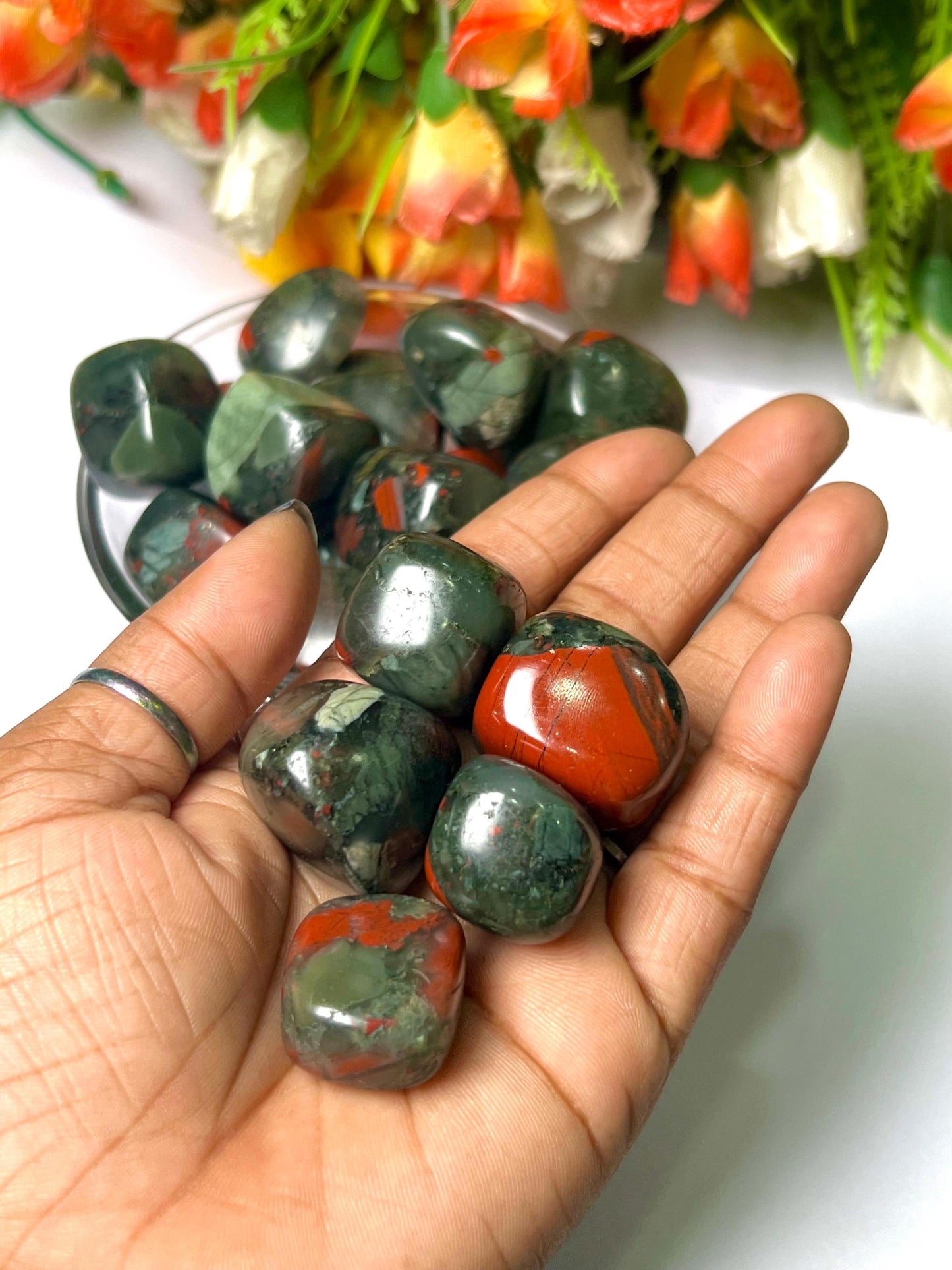 African Blood Stone Tumbled Stone - Spiritual Stone -Healing Crystals in pack sizes of 1,3,5, and 10 Pieces Quality AAAAA +++++