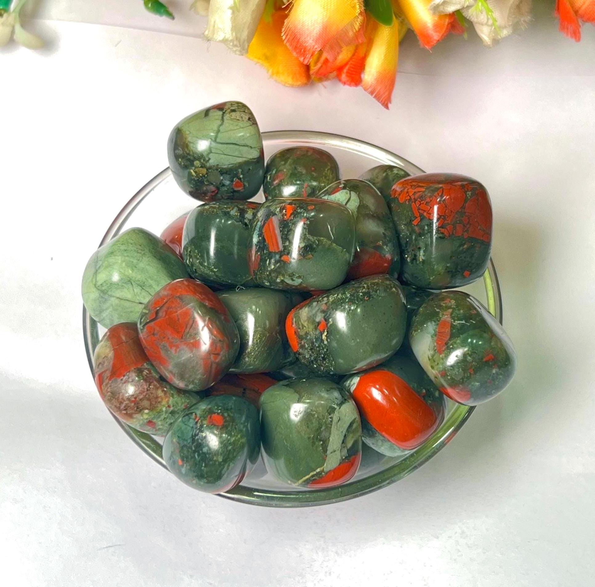 African Blood Stone Tumbled Stone - Spiritual Stone -Healing Crystals in pack sizes of 1,3,5, and 10 Pieces Quality AAAAA +++++