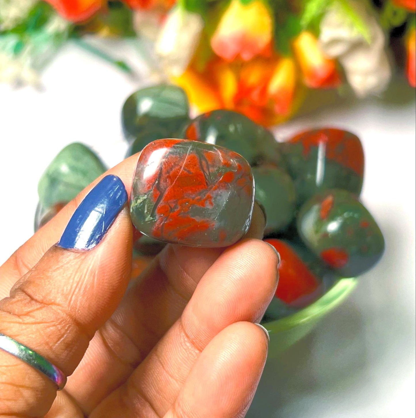 African Blood Stone Tumbled Stone - Spiritual Stone -Healing Crystals in pack sizes of 1,3,5, and 10 Pieces Quality AAAAA +++++