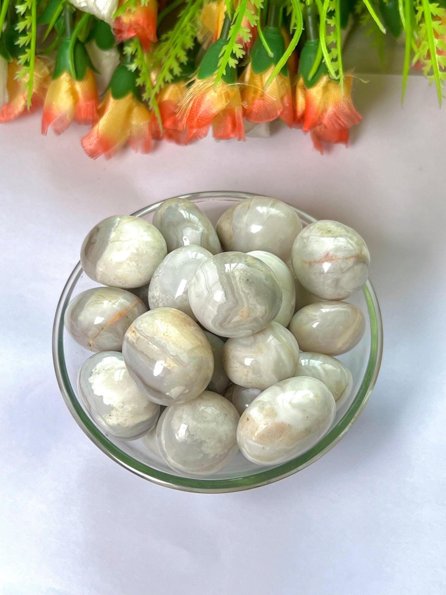Gray Lace Agate Stone Tumbled Stone - Spiritual Stone -Healing Crystals in pack sizes of 1,3,5, and 10 Pieces Quality AAAAA +++++